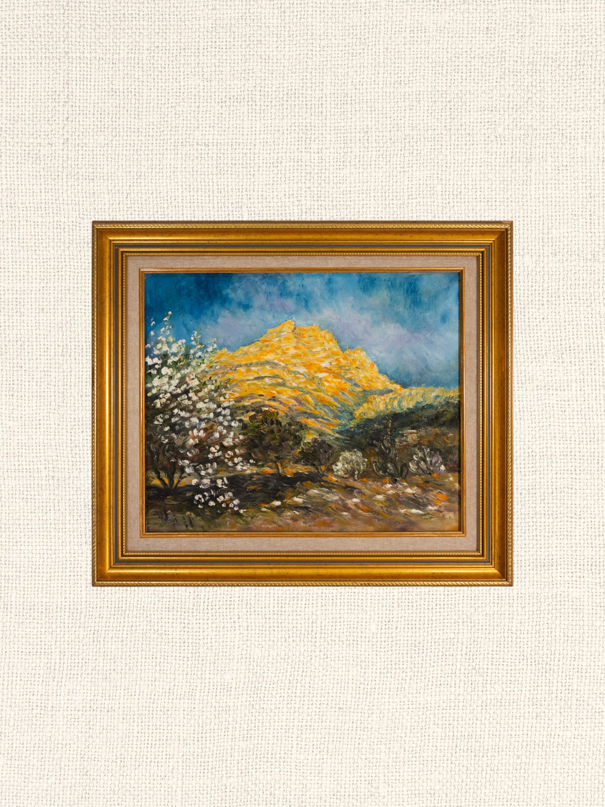 Vintage French Art | Janine | Orange Mountain|Framed