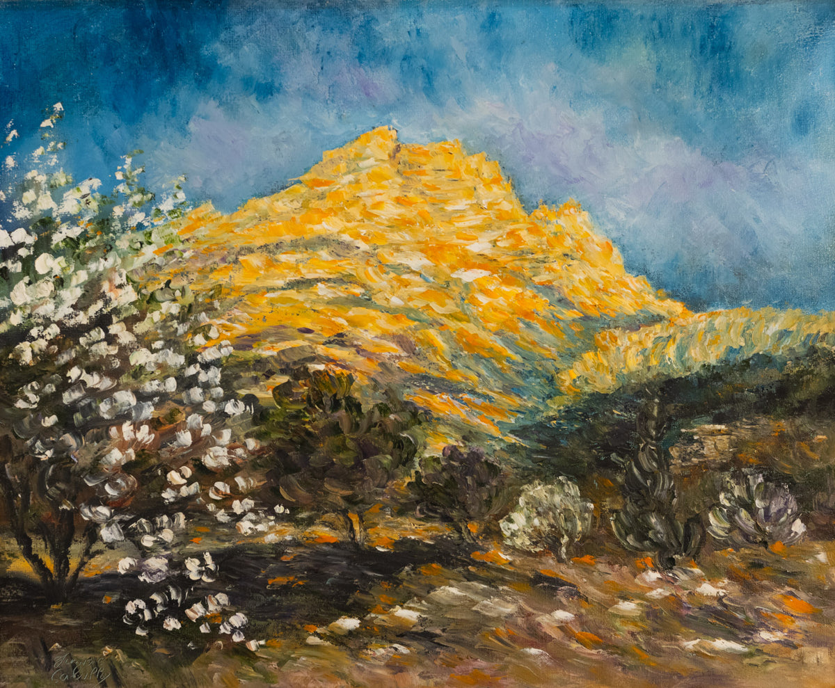Vintage French Art | Janine | Orange Mountain|Framed