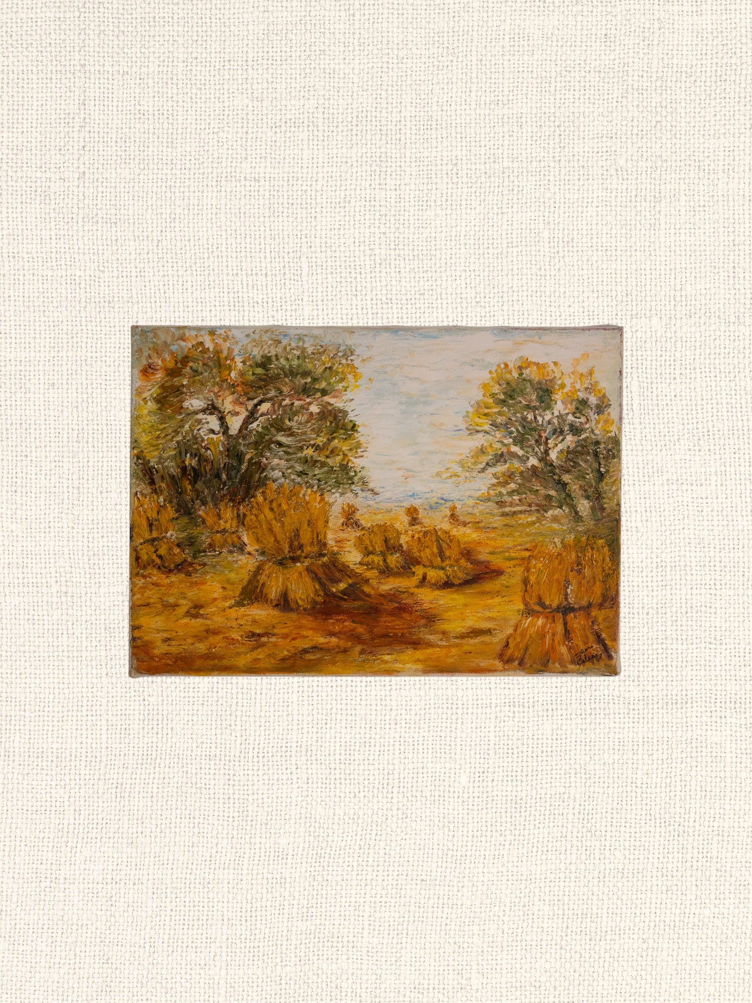 Vintage French Art | Golden Hay Field on Canvas