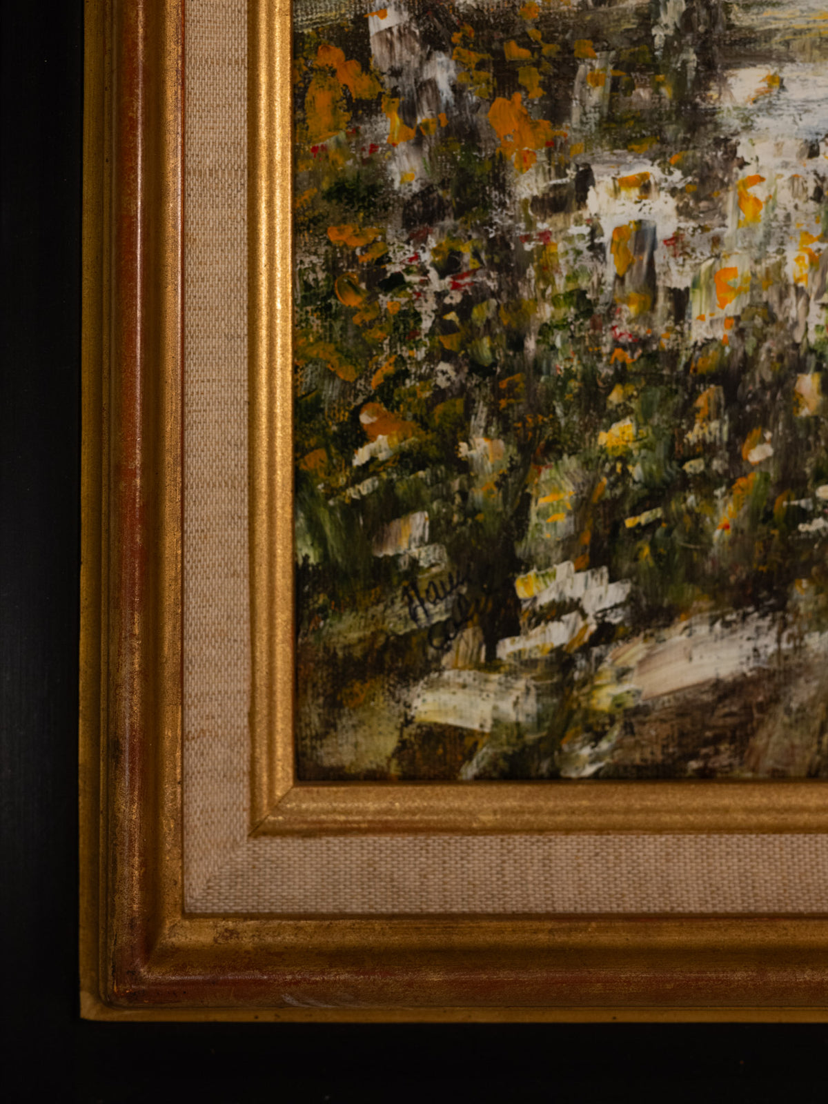 Vintage French Art | Impressionist Ladies by the River | Framed