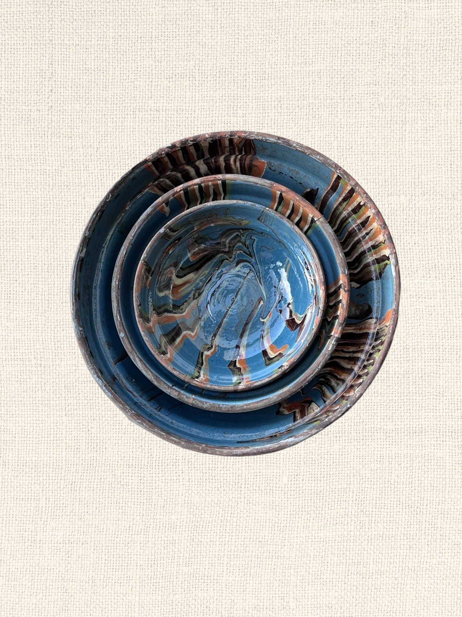 Marbleized Cottage Crafted Bowl | Blue | Small