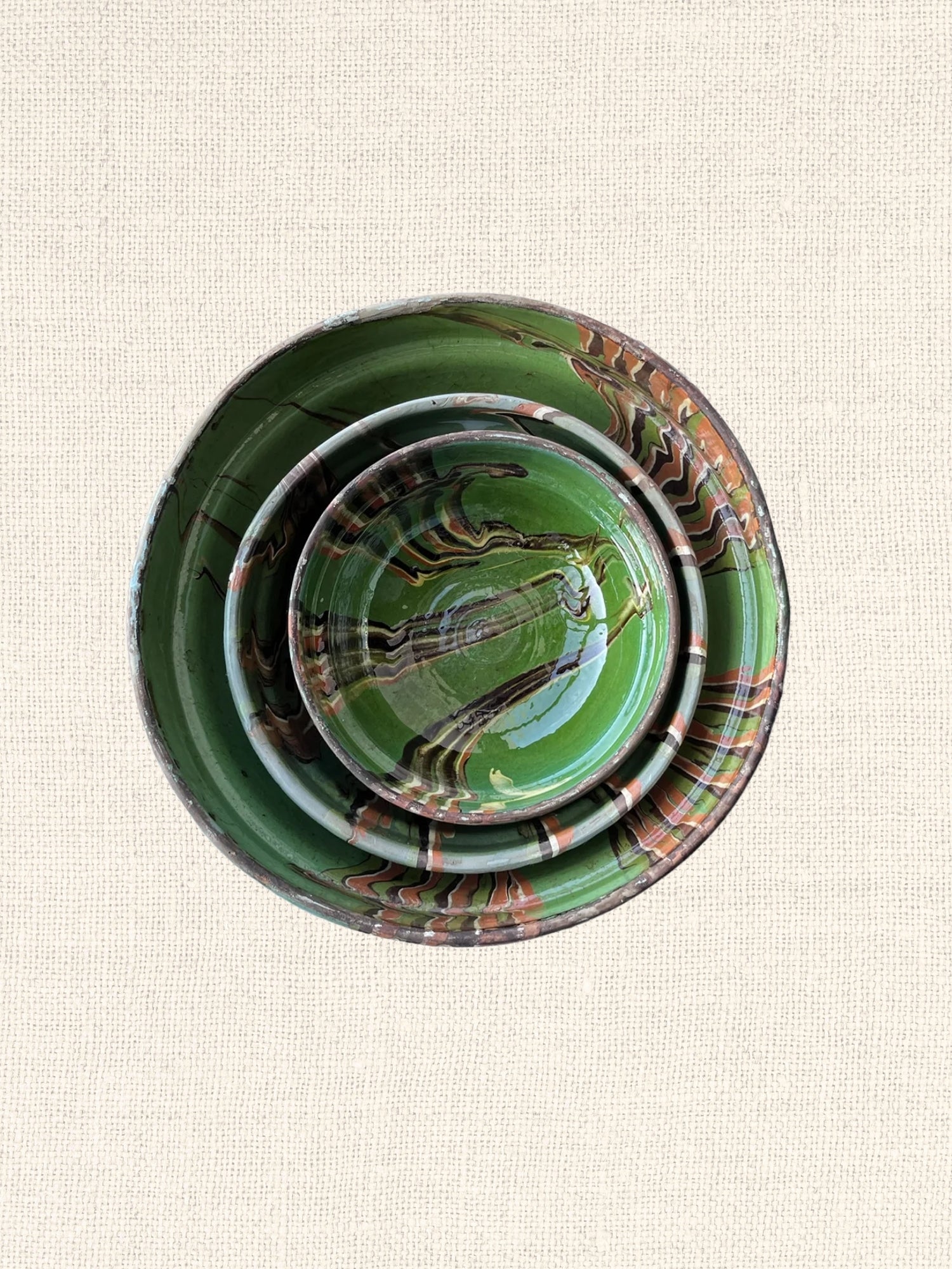 Marbleized Cottage Crafted Bowl | Green | Small