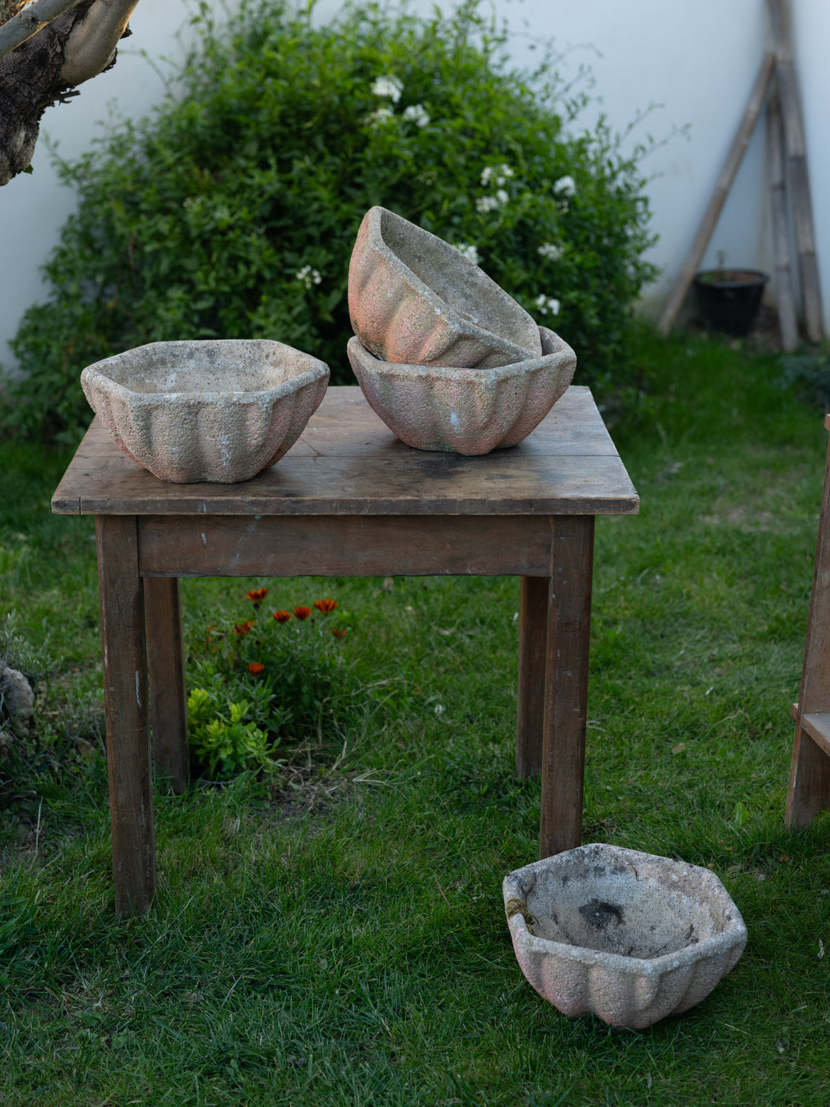 Vintage French Cement Planters | Hexagonal
