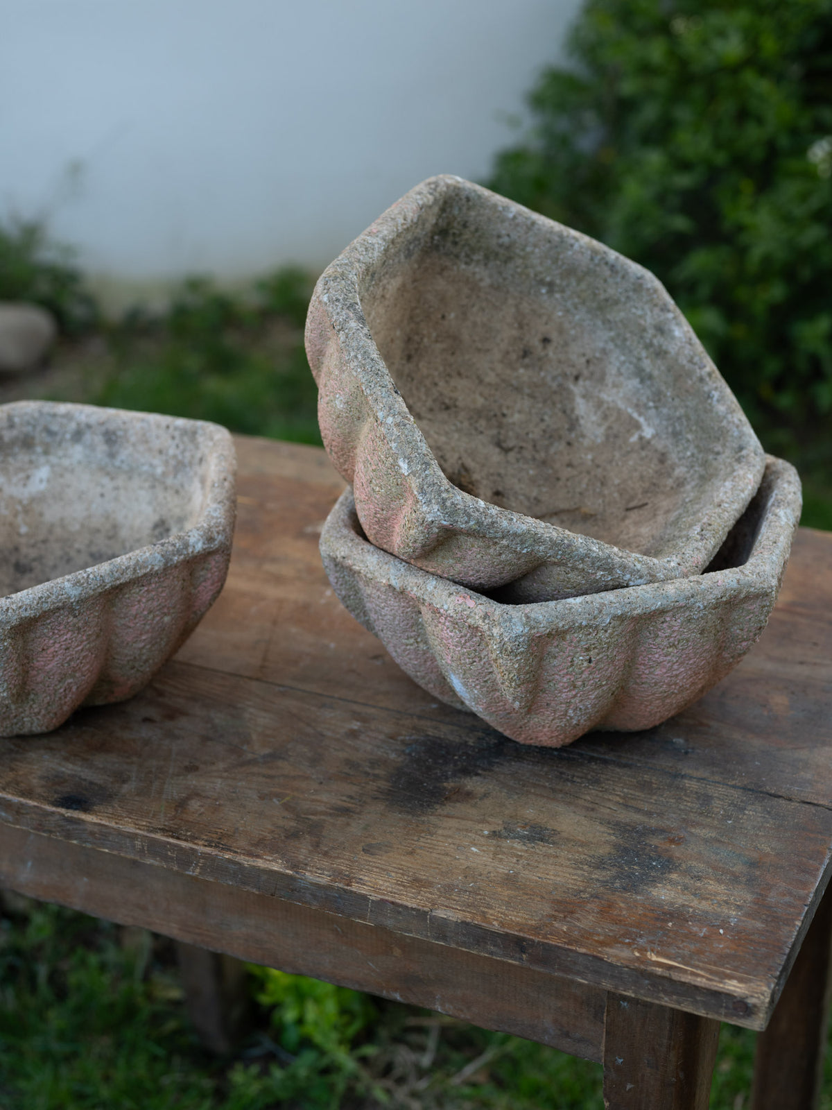 Vintage French Cement Planters | Hexagonal
