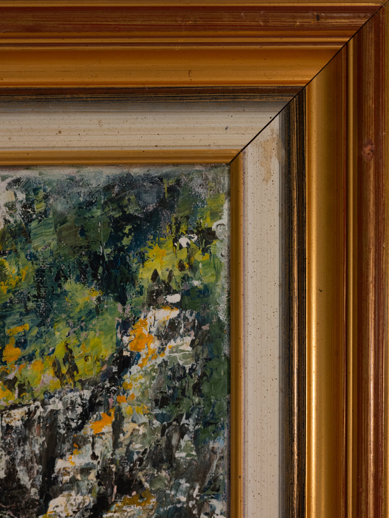 Vintage French Art | Janine | Stone Bridge River | Framed