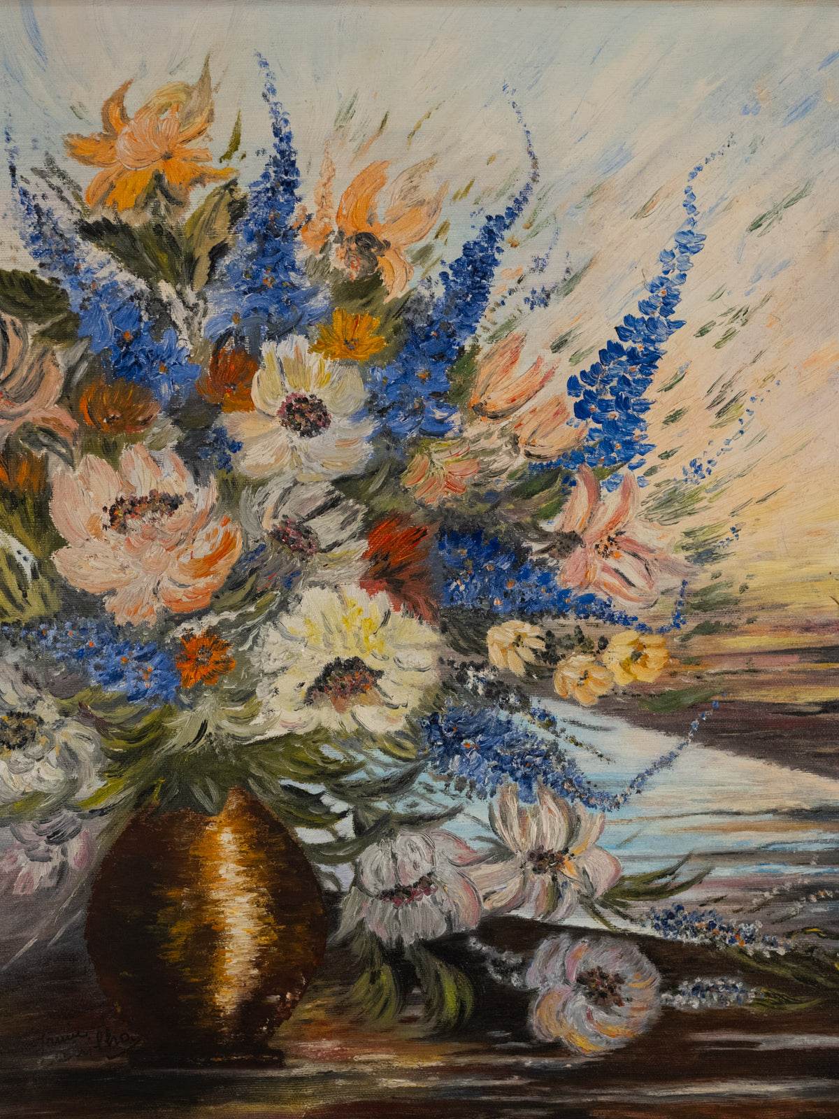 Vintage French Art | Janine | Grand Bouquet| Framed