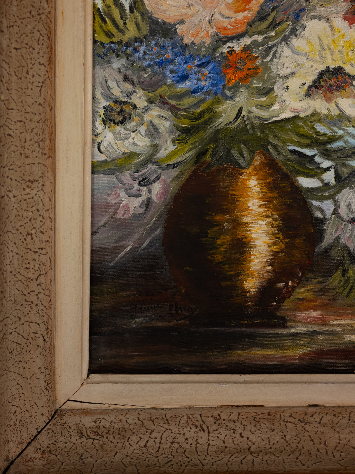Vintage French Art | Janine | Grand Bouquet| Framed