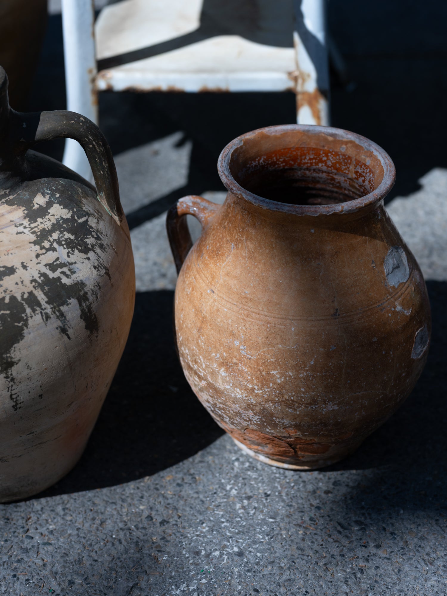 Vintage French Aged Ceramic Vessle | Handle | Terracotta