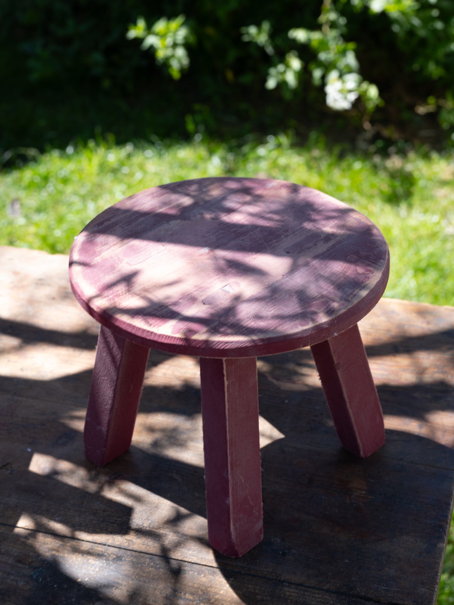 Vintage French Stool | Rustic Red