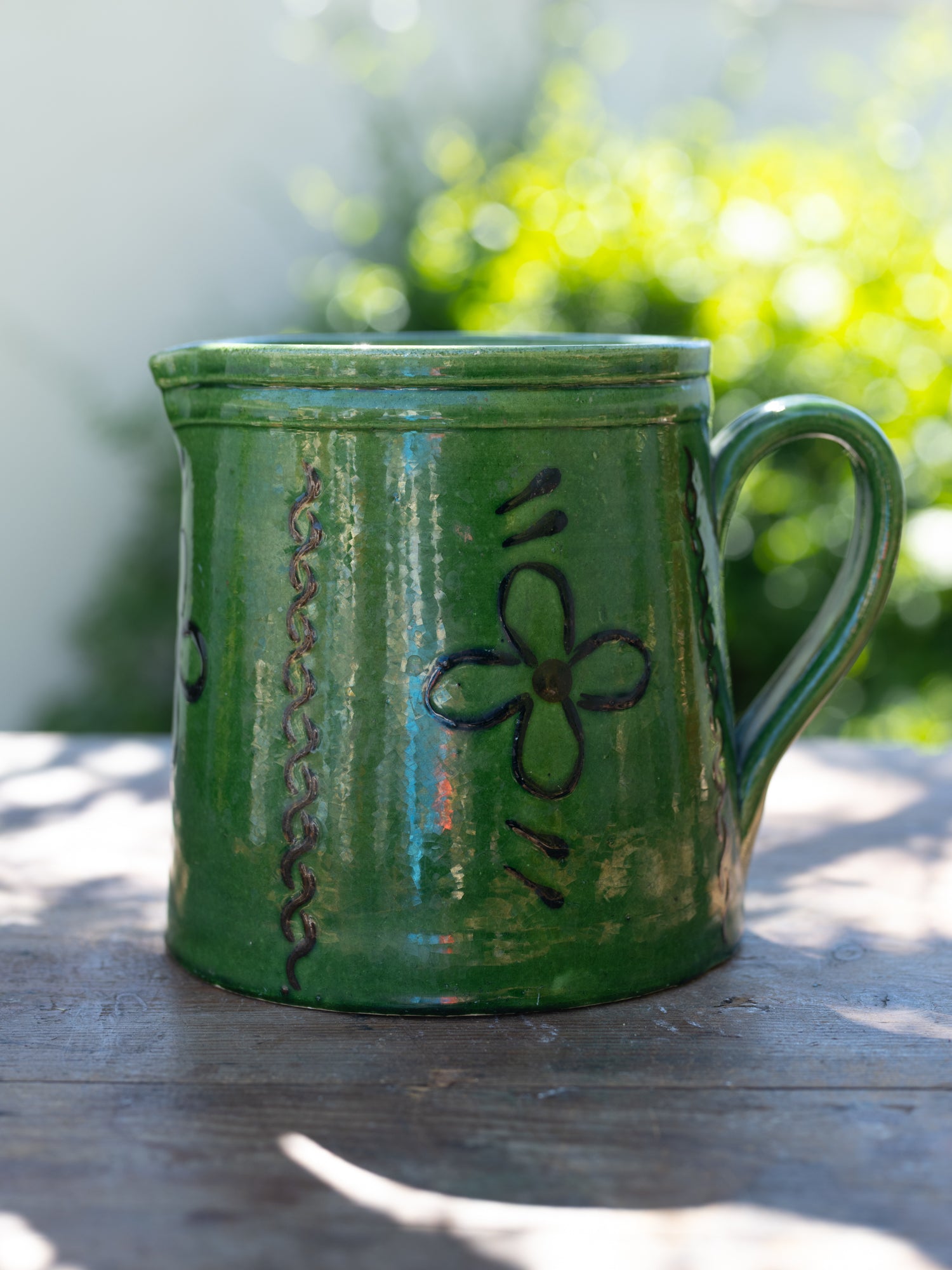 Vintage French Ceramic Pitcher | Shamrock