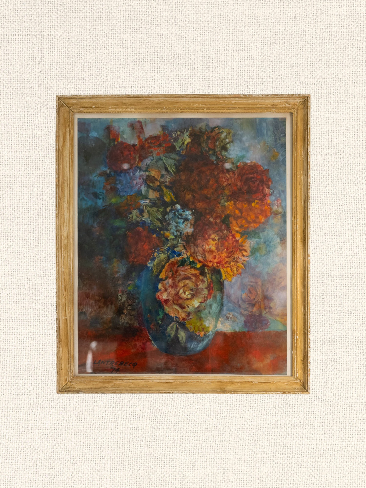 Vintage French Art | Chrysanthemums | Framed