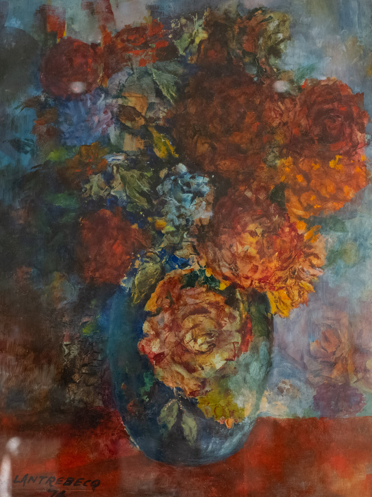 Vintage French Art | Chrysanthemums | Framed