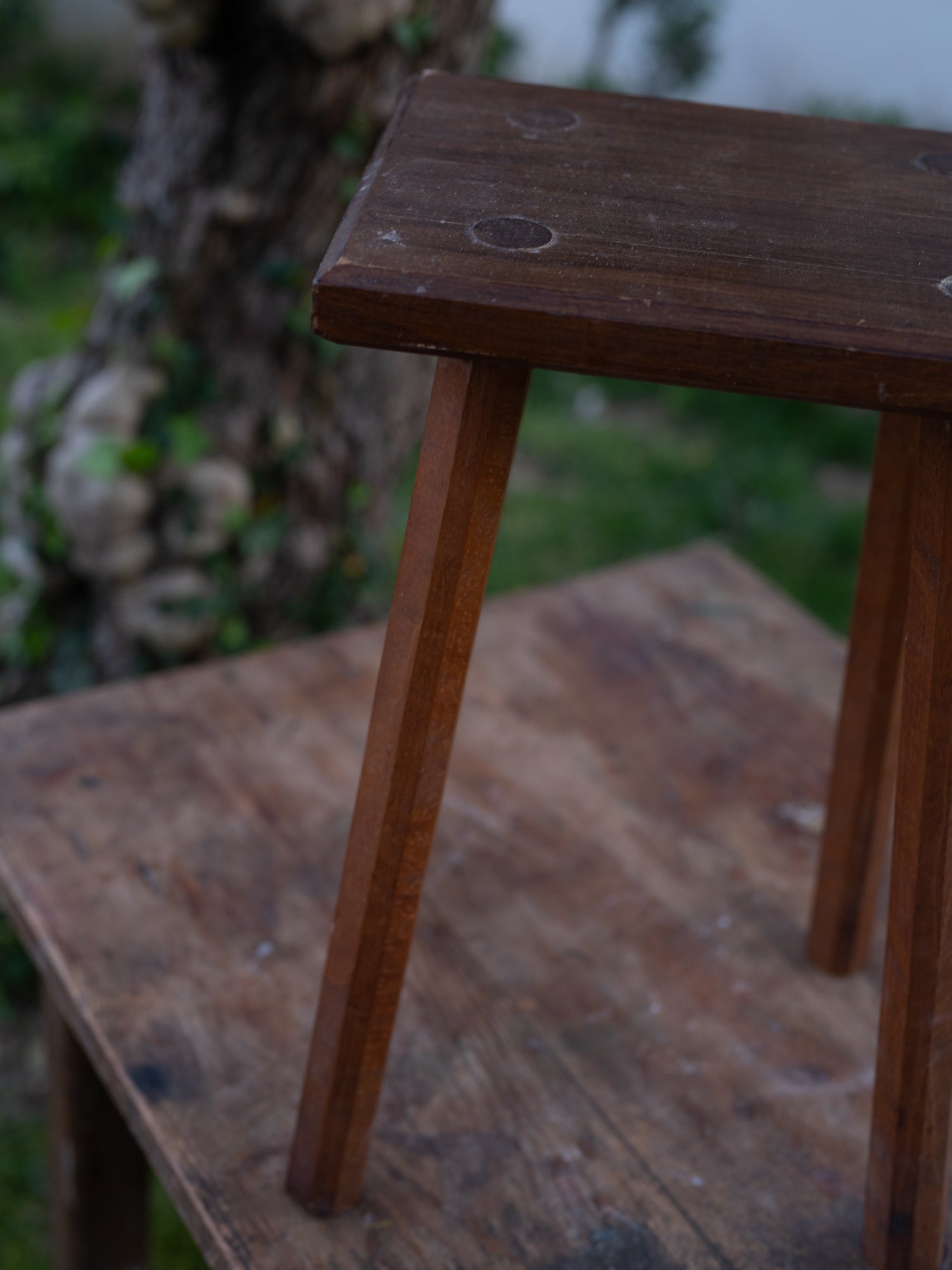 Vintage French Stool | Tall Rectangular