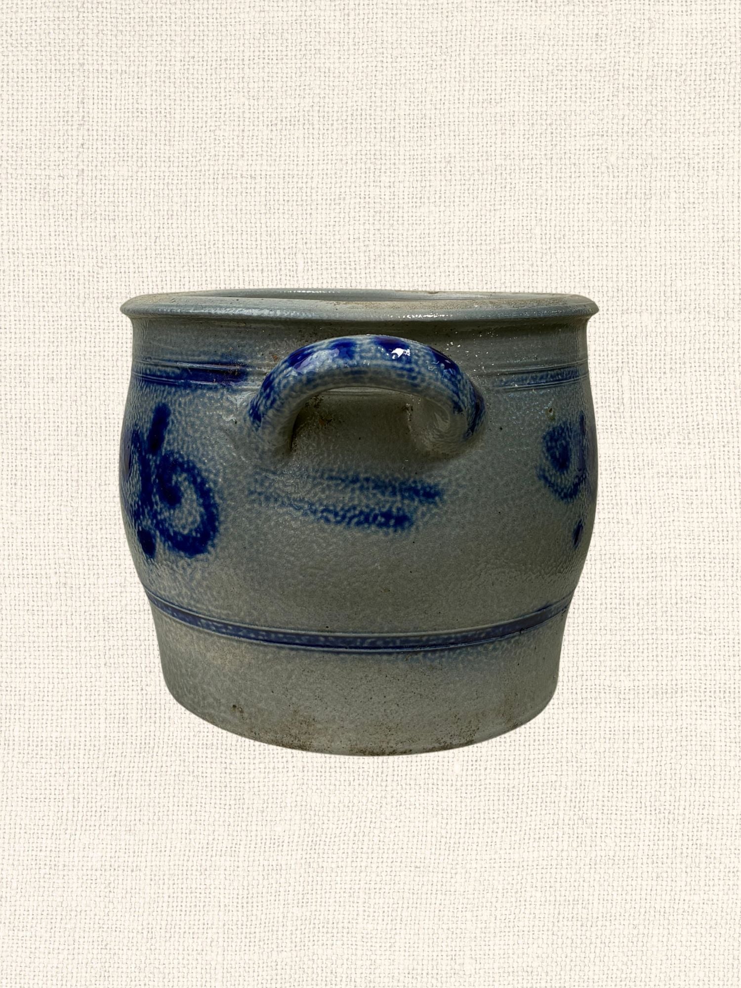 Vintage German Blue Salt Glaze Crock | Large