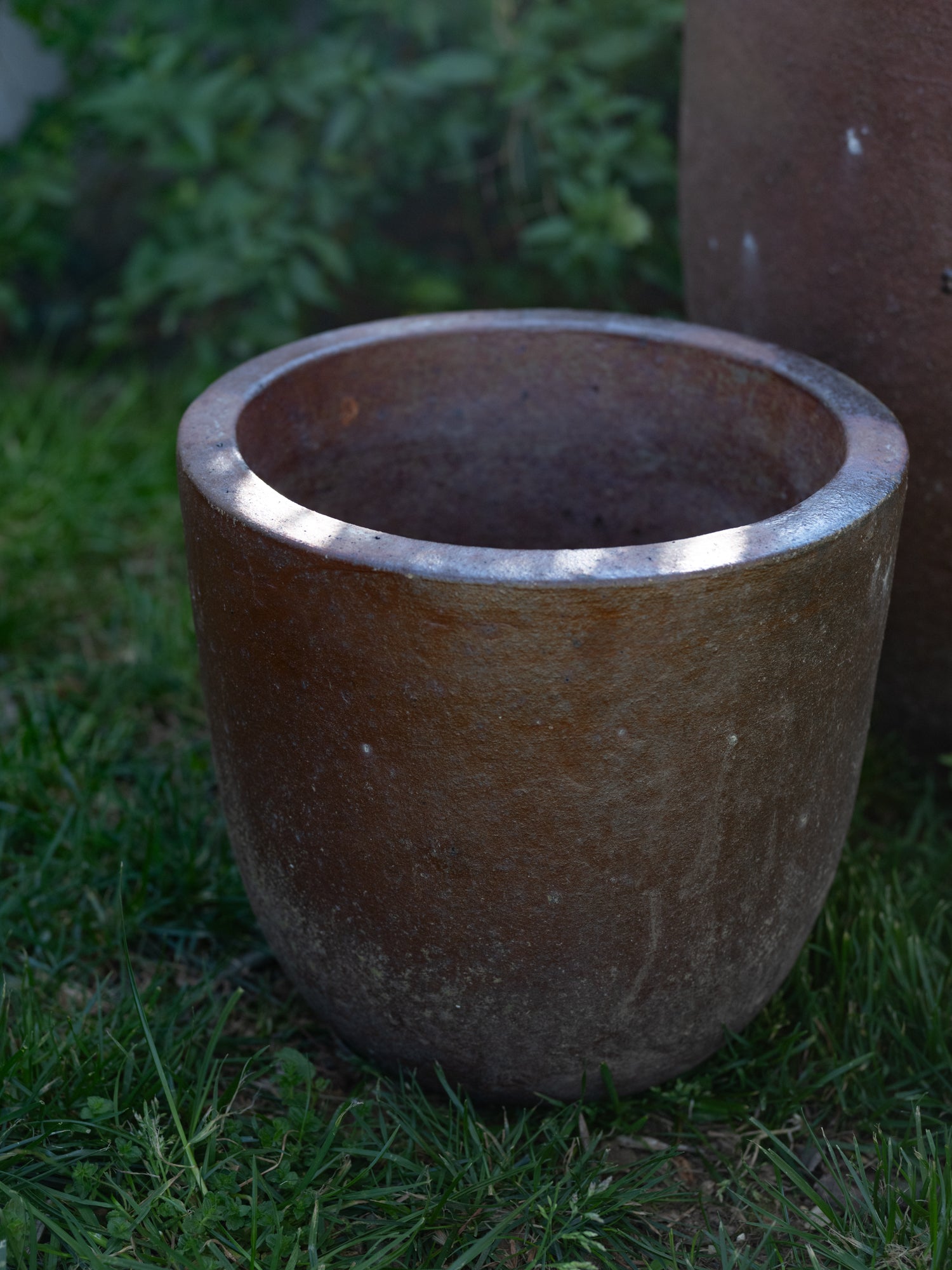 Vintage French Stoneware Flower Pot | Brown