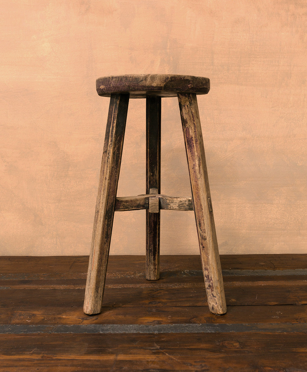 Round Elm Wood Stool No. 5