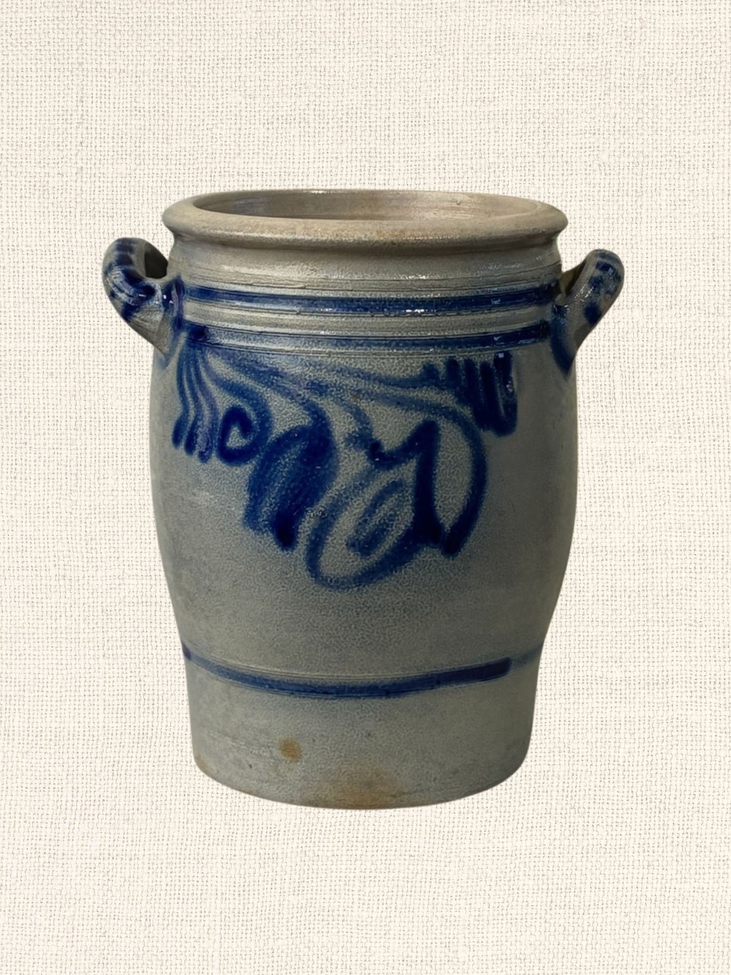 Euro Blue Salt Glazed | Tall Crock w/ Handle