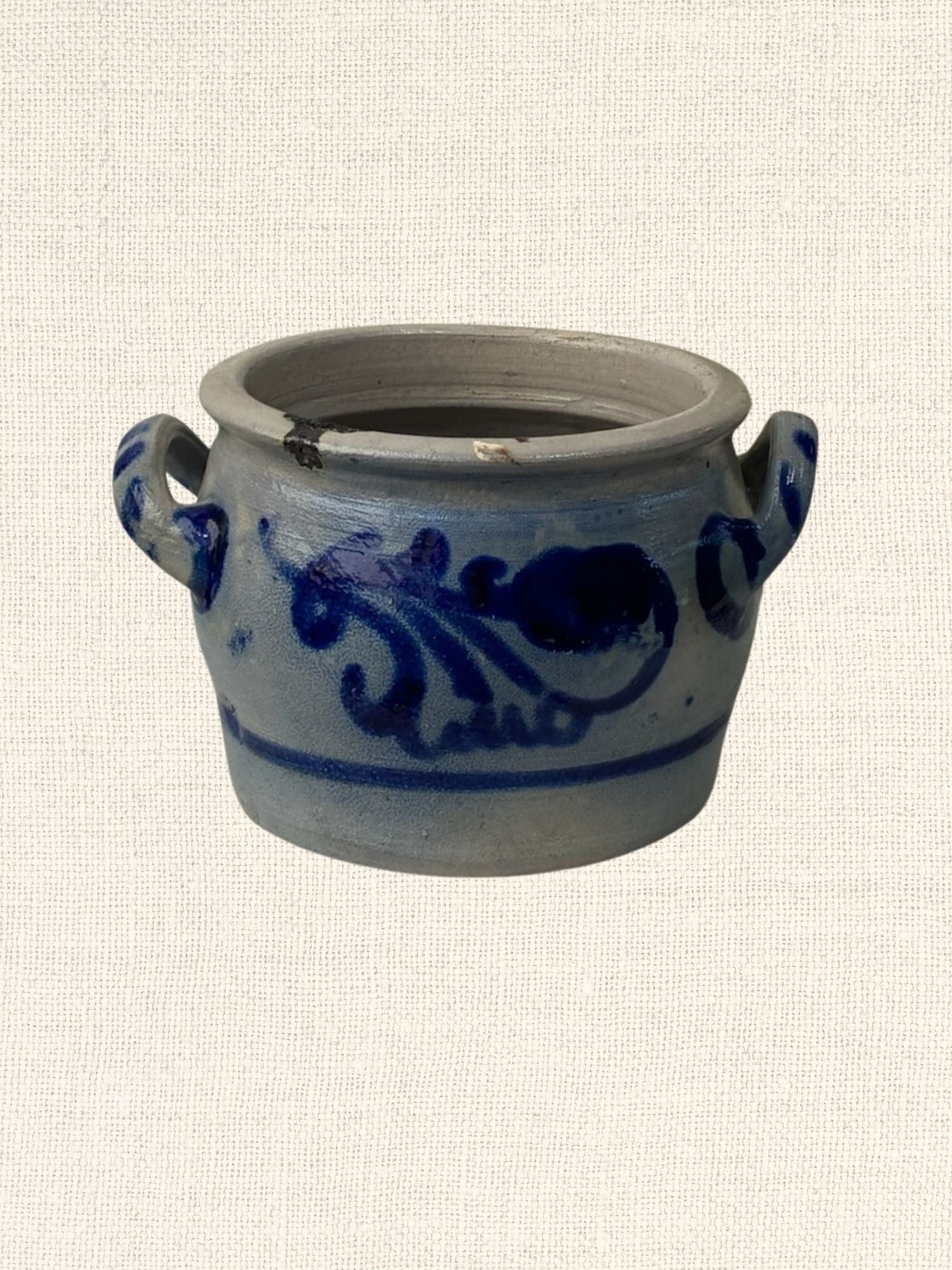 Euro Blue Salt Glazed | Short Crock w/ Handle
