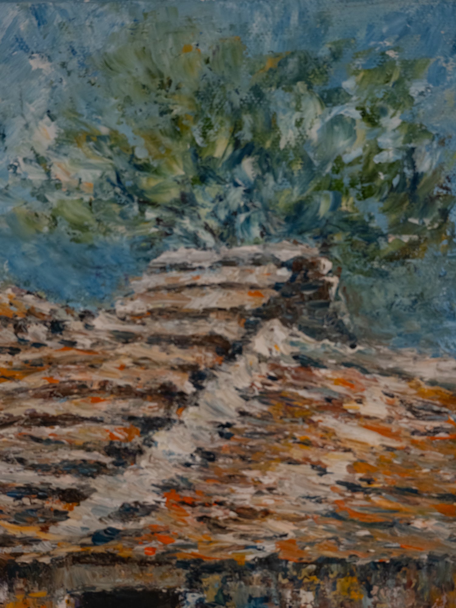 Vintage French Art | Janine | Brick House Stairs| Framed