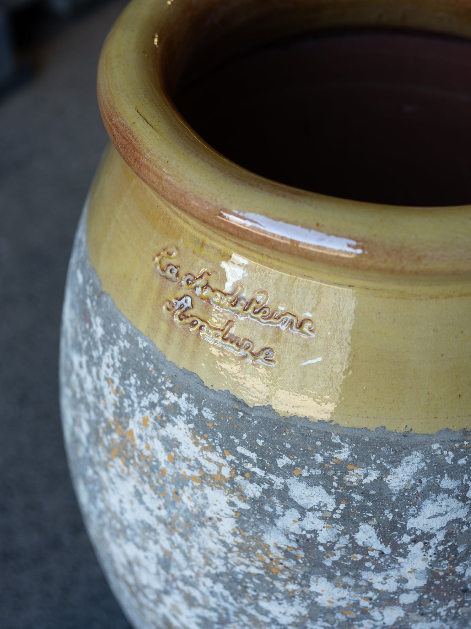 Anduze Tall Planter | Yellow Glaze Rim