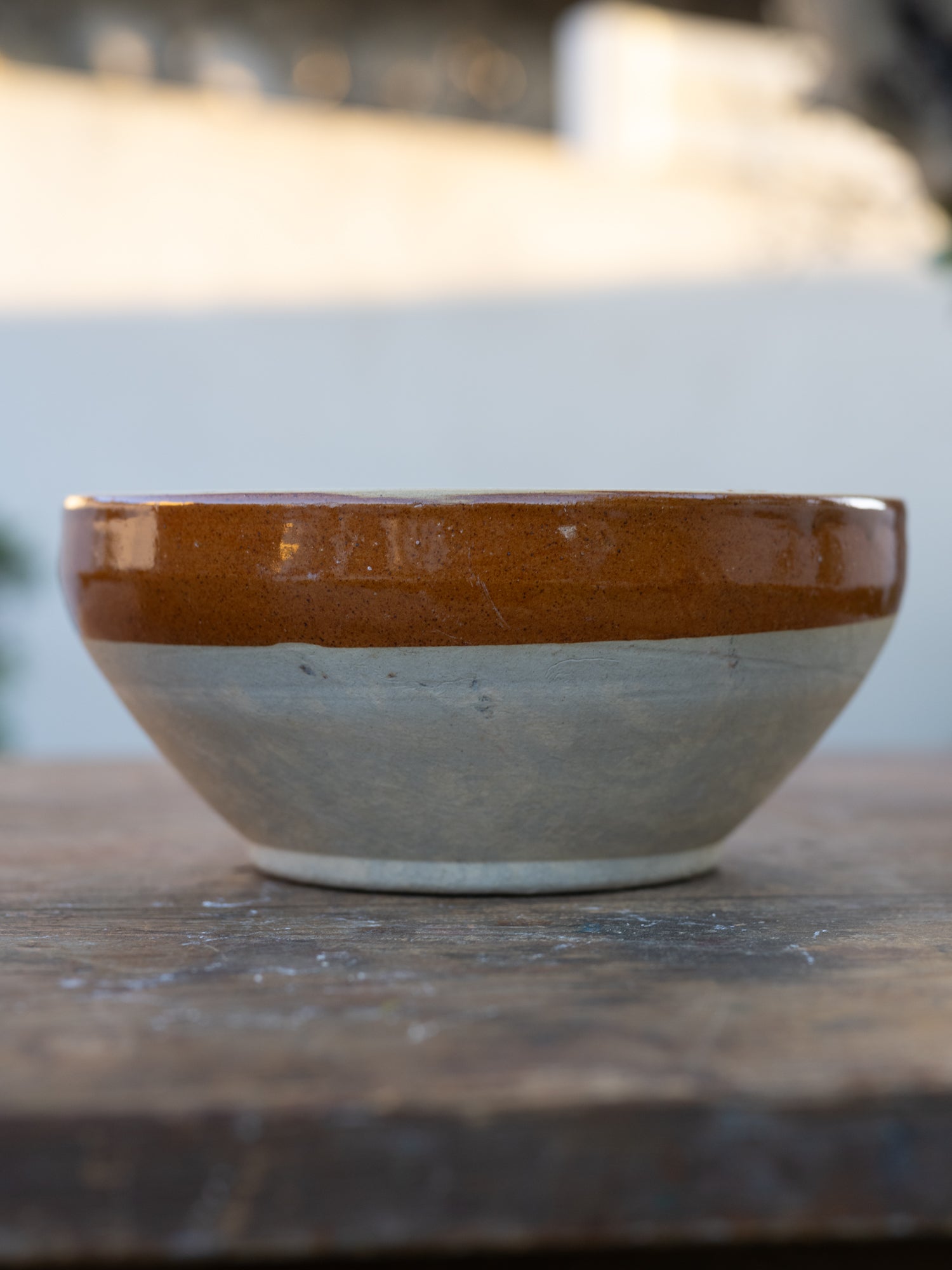 Vintage French Serving Bowls | Brown Border
