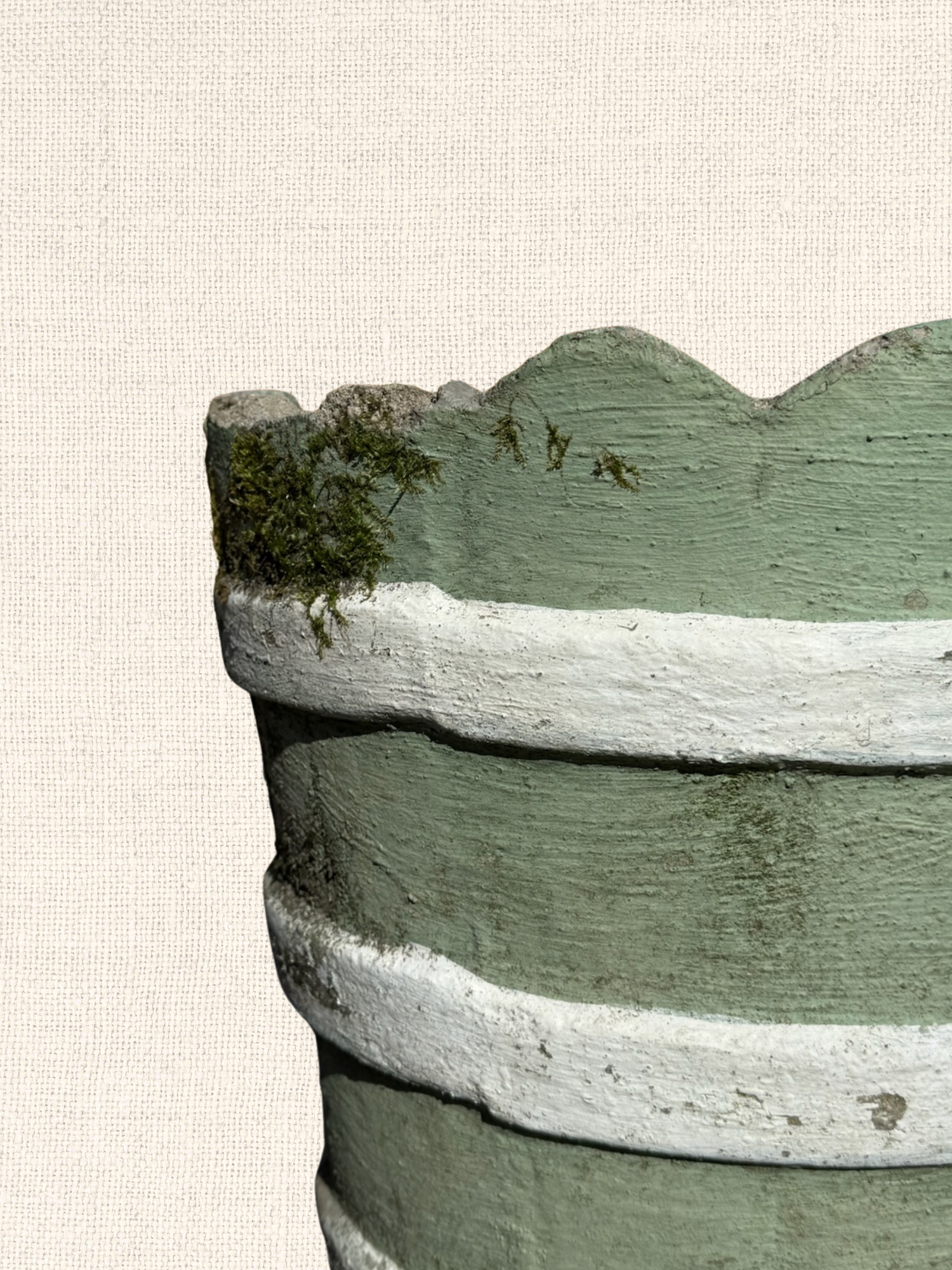 Vintage European  Concrete Planter| Green Striped