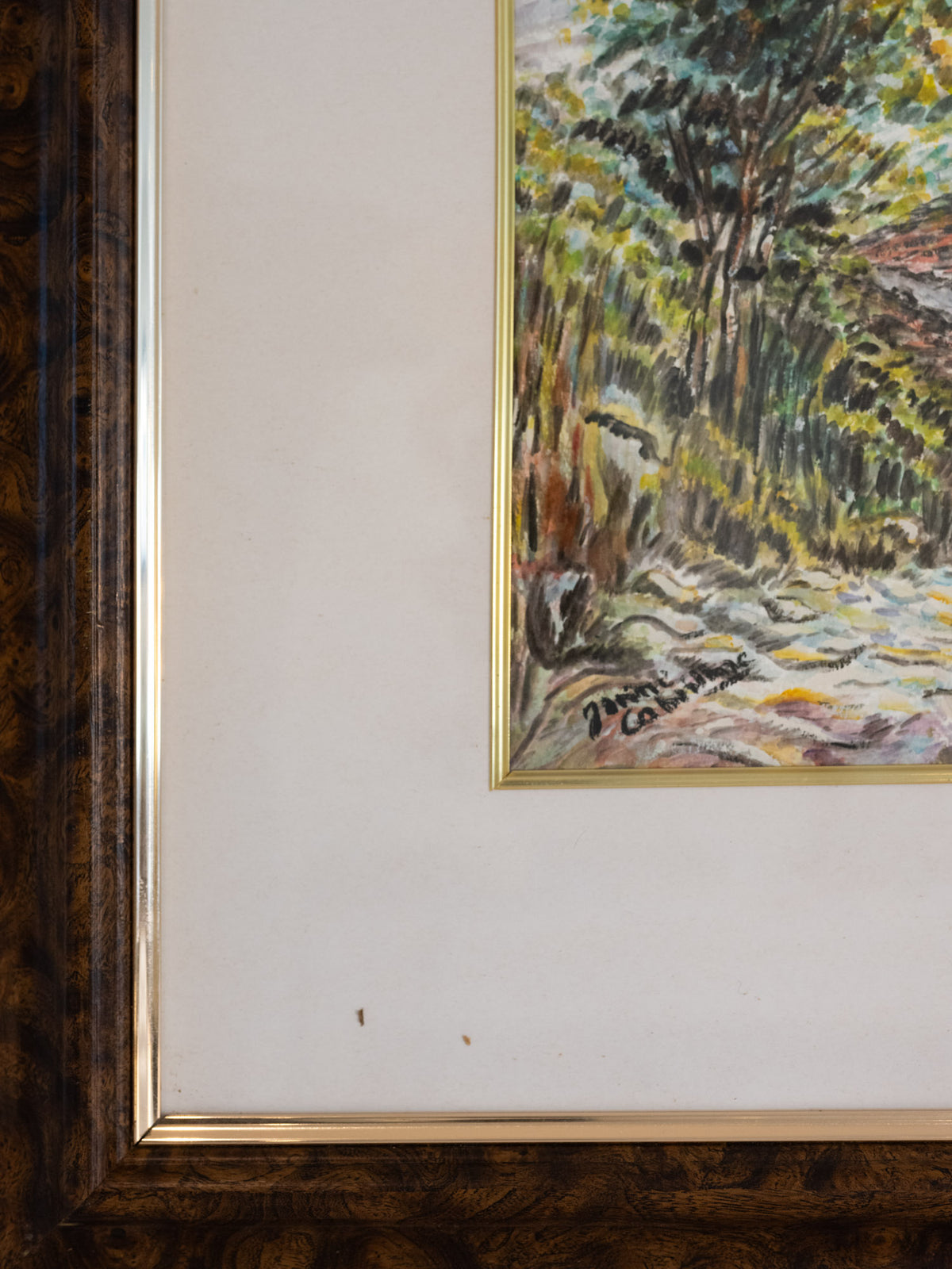 Vintage French Art | Impressionist Church Building | Framed