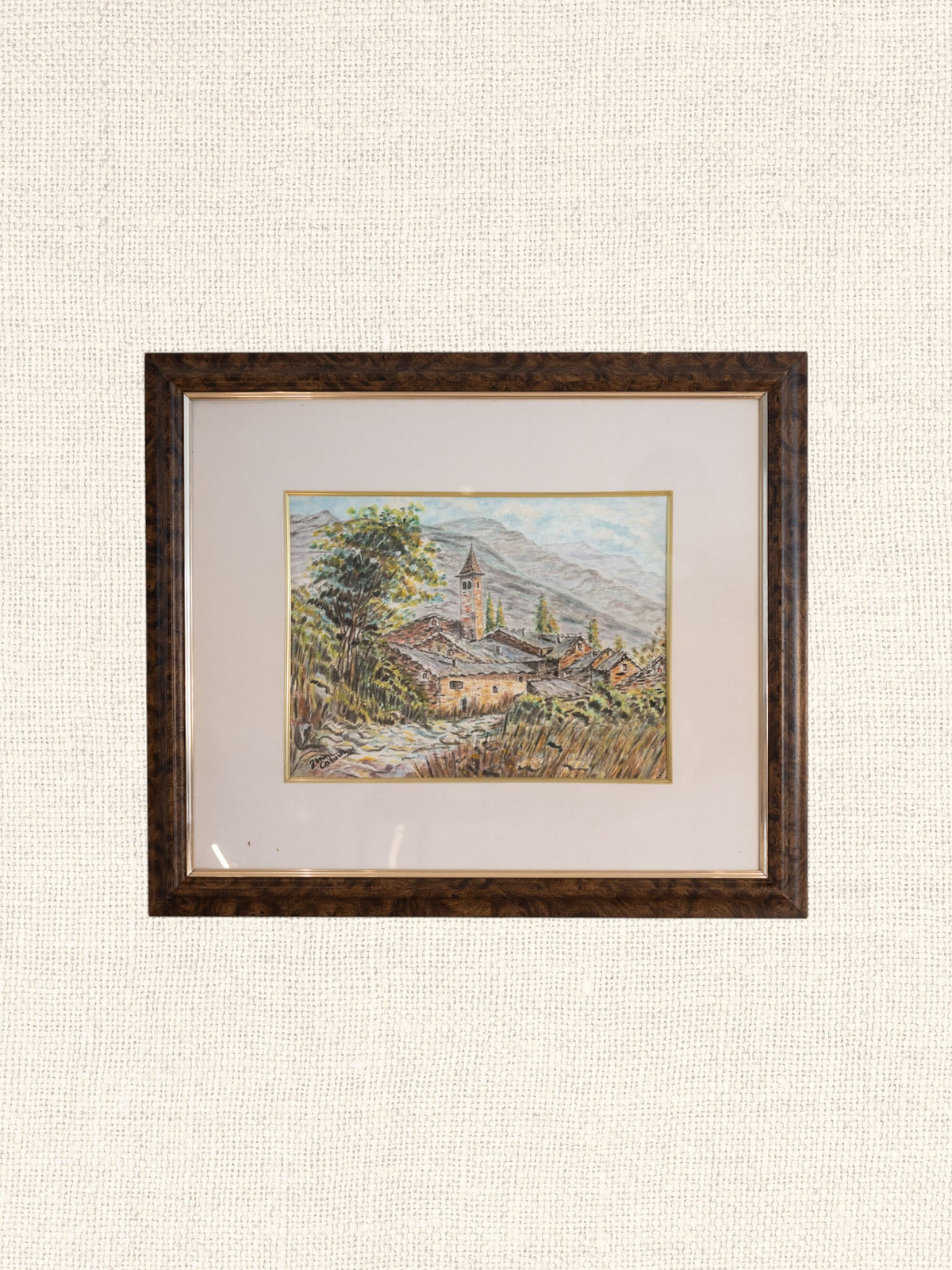 Vintage French Art | Impressionist Church Building | Framed