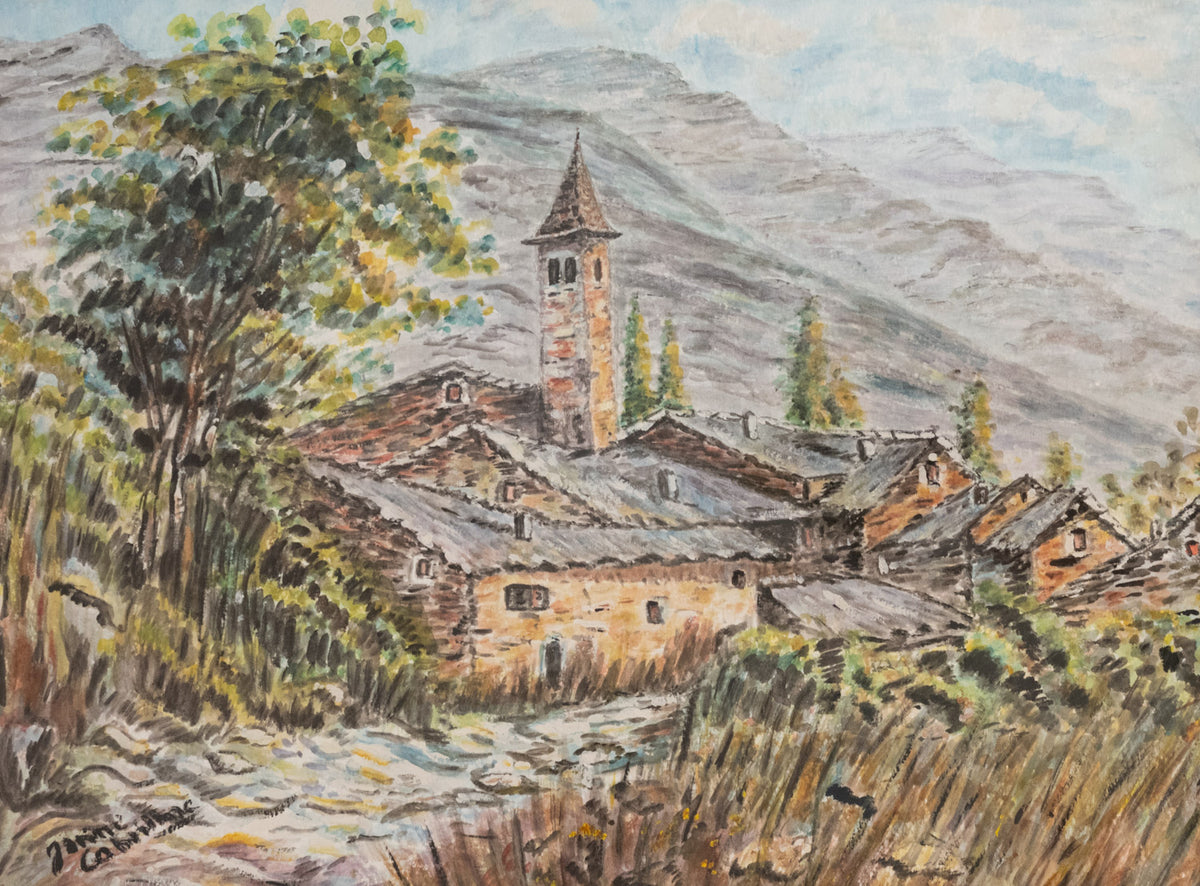 Vintage French Art | Impressionist Church Building | Framed