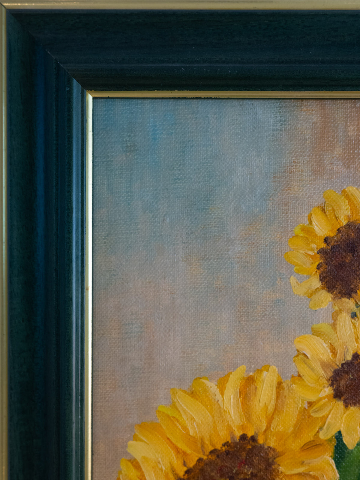 Vintage French Art | Sunflowers in Vase | Framed
