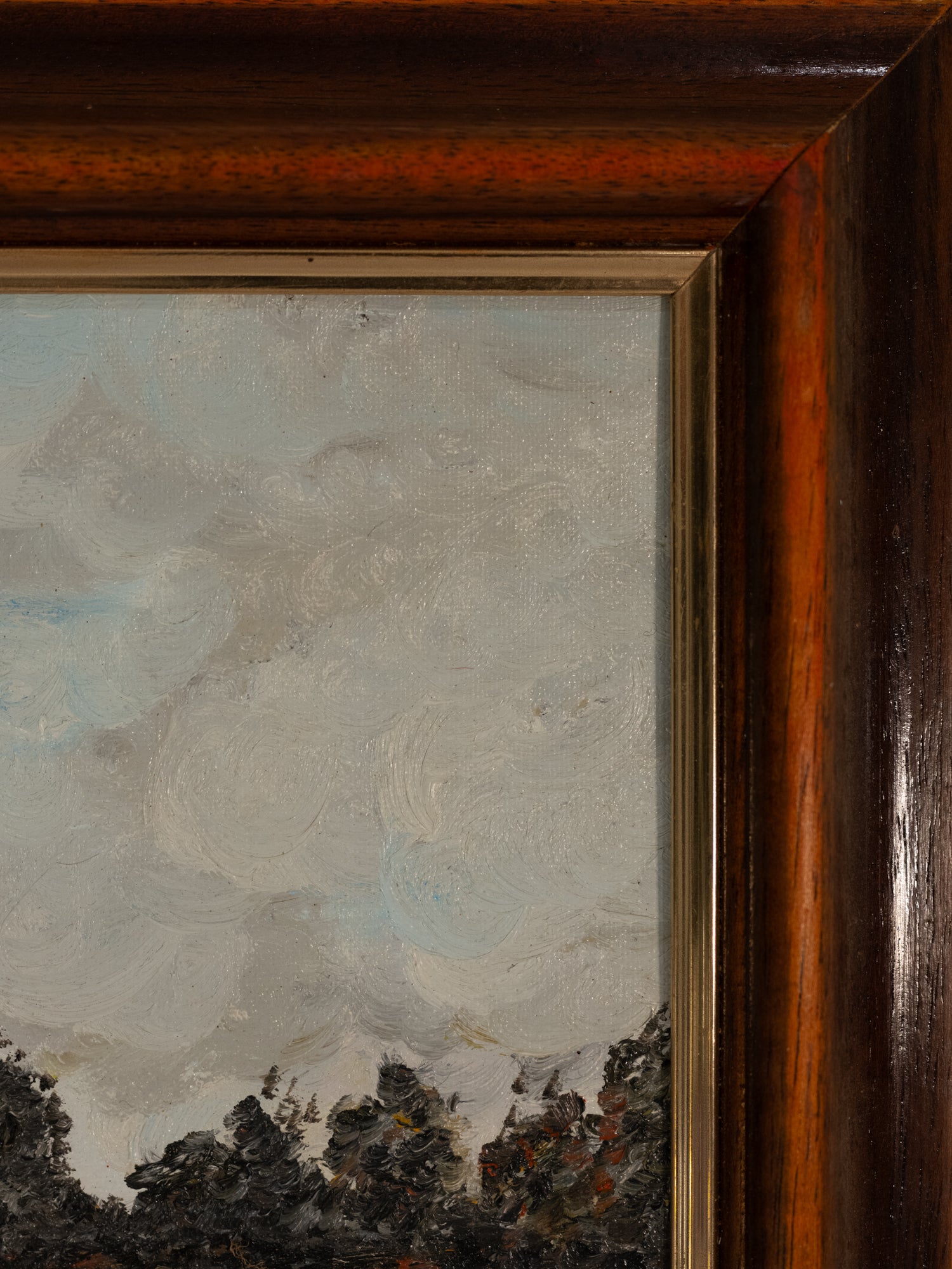 Vintage French Art | Janine | Poppy Field w House| Framed