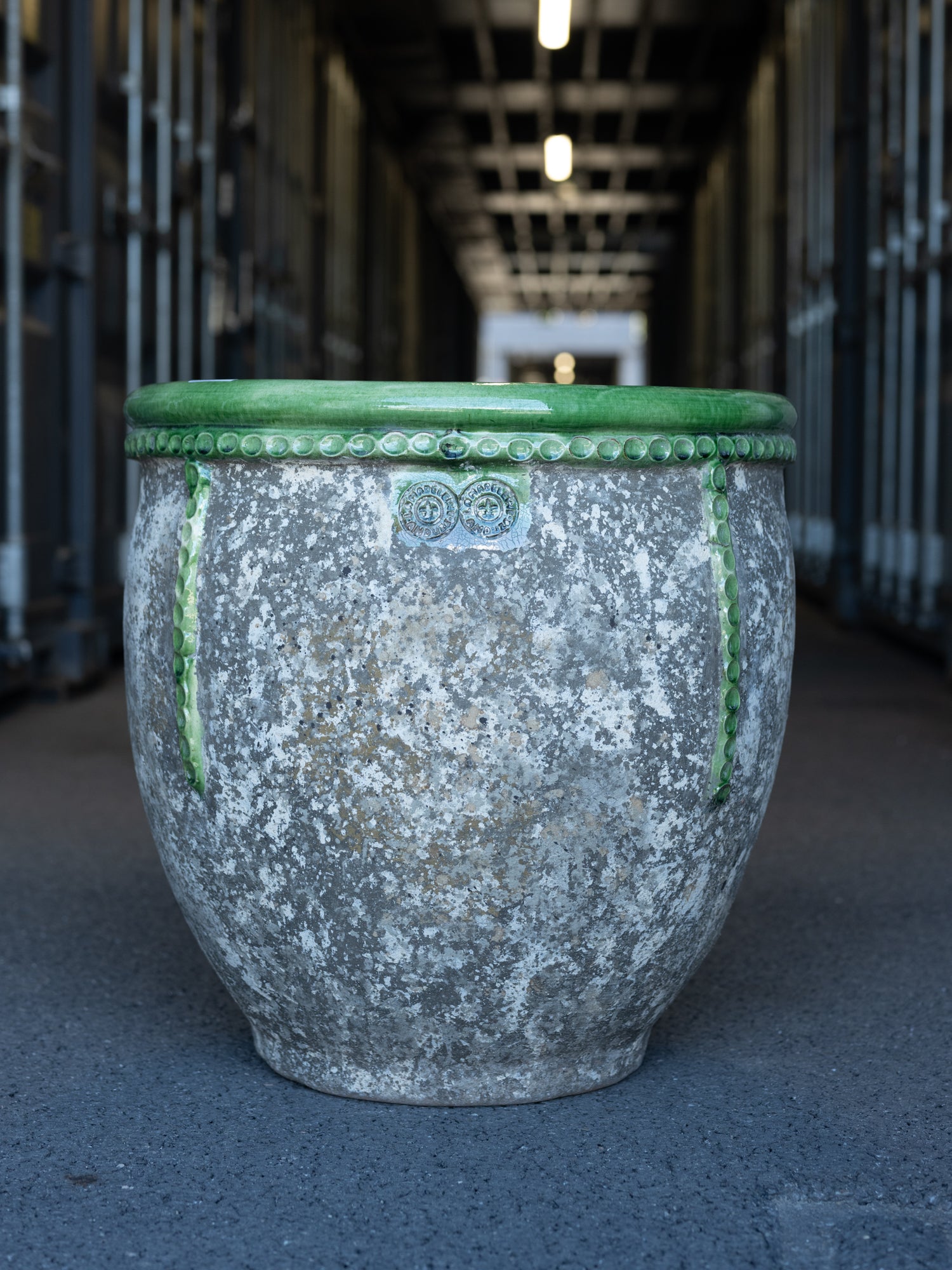 Anduze Tall Planter | Wide | Green Glaze Rim