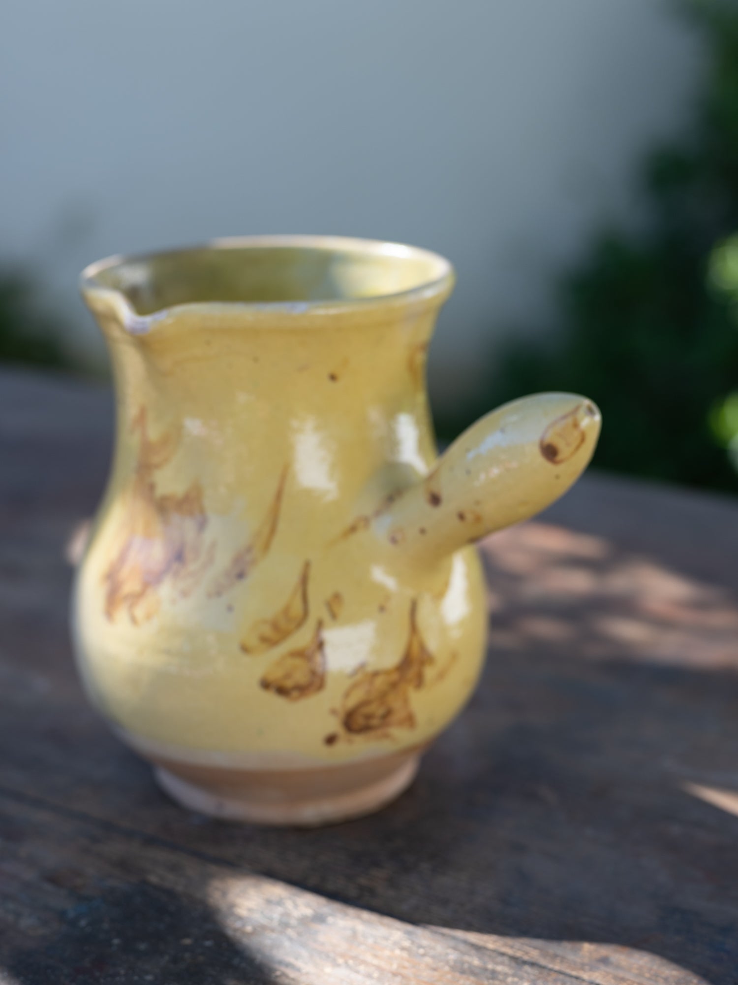 Vintage French Ceramic Jug | Yellow Glaze Handle