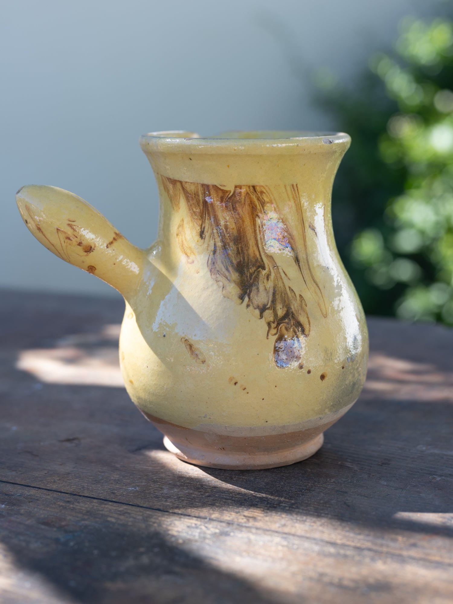 Vintage French Ceramic Jug | Yellow Glaze Handle