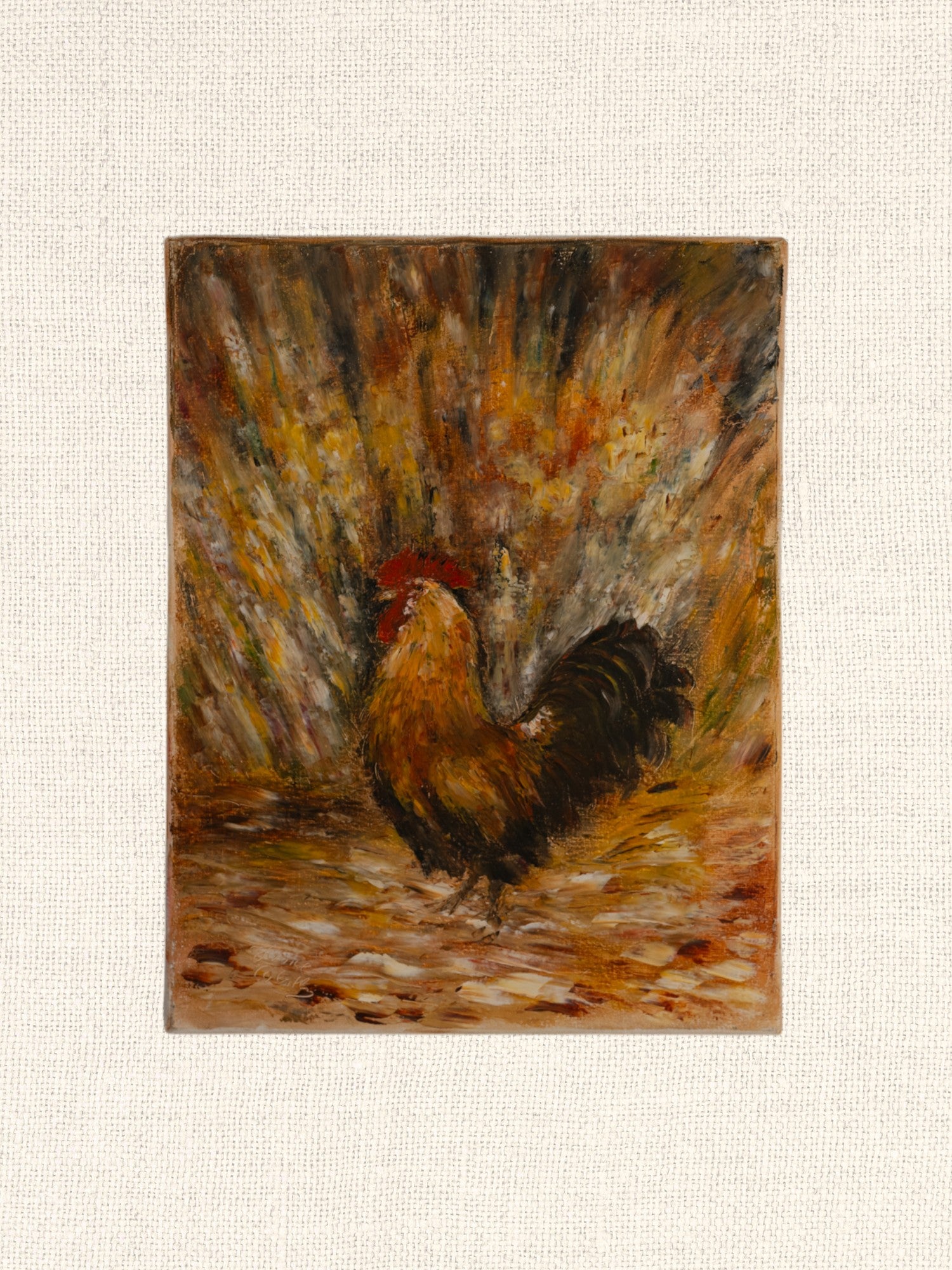 Vintage French Art | Rooster on Canvas