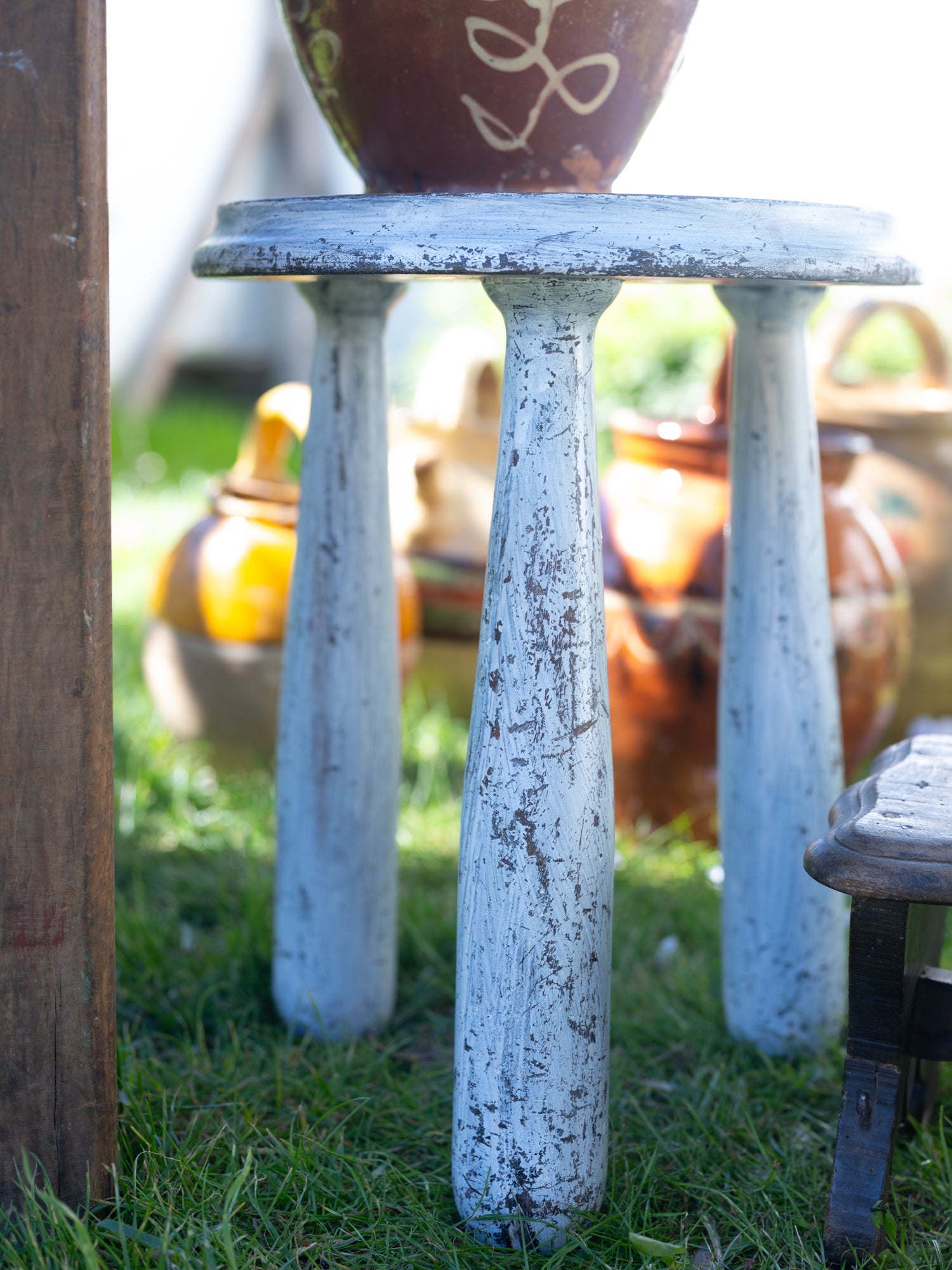 French Antique White Stool