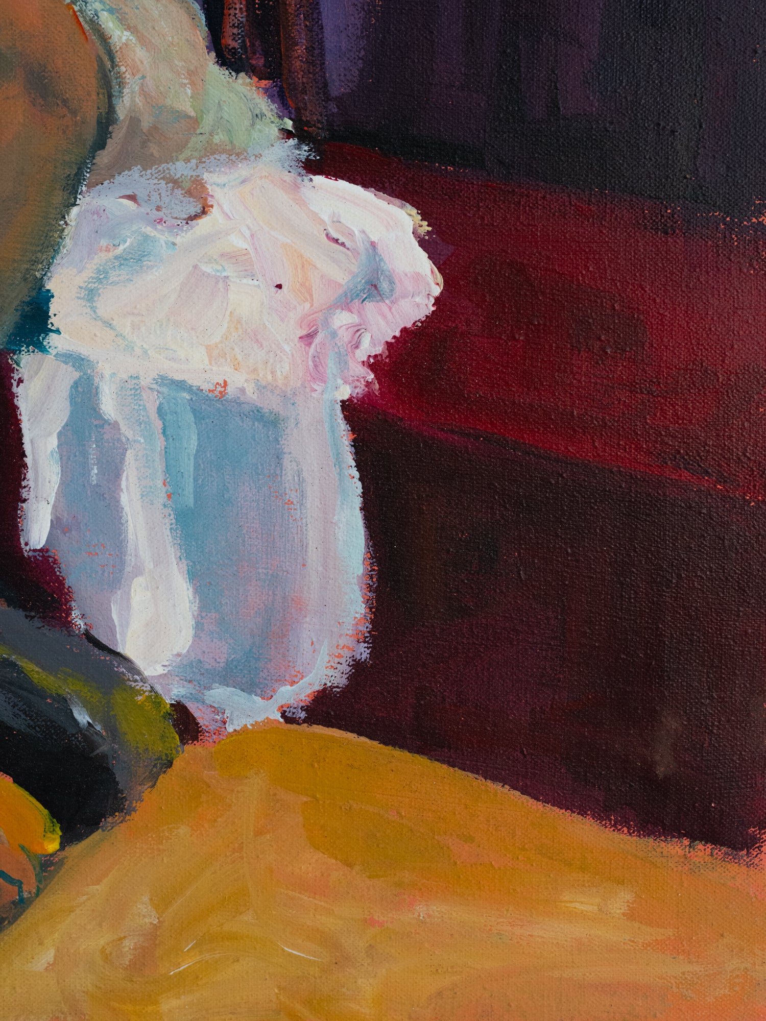 Vintage French Art | Nude Woman w/ White Shawl | Canvas