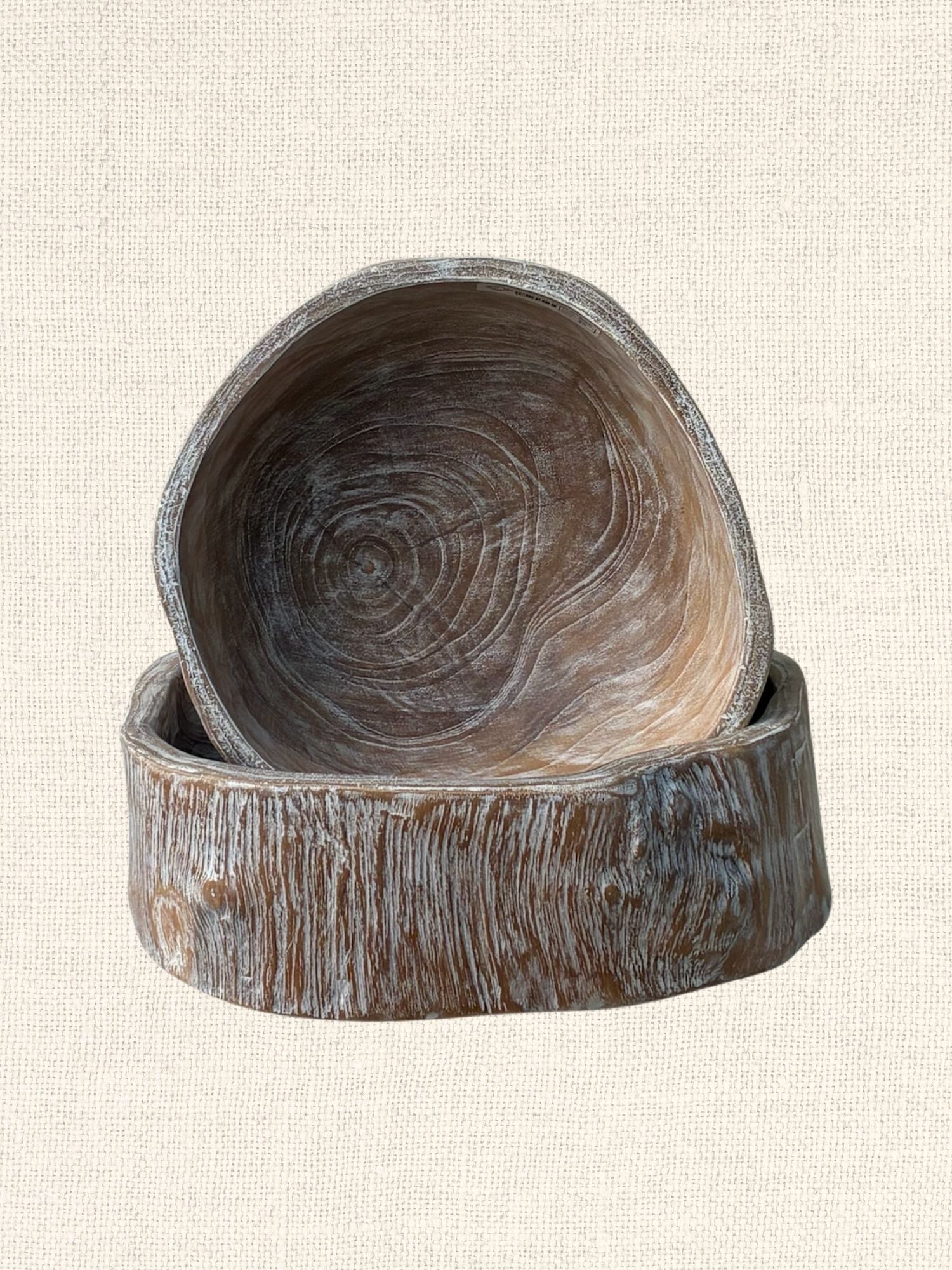 Cerused Teak Stump Bowl