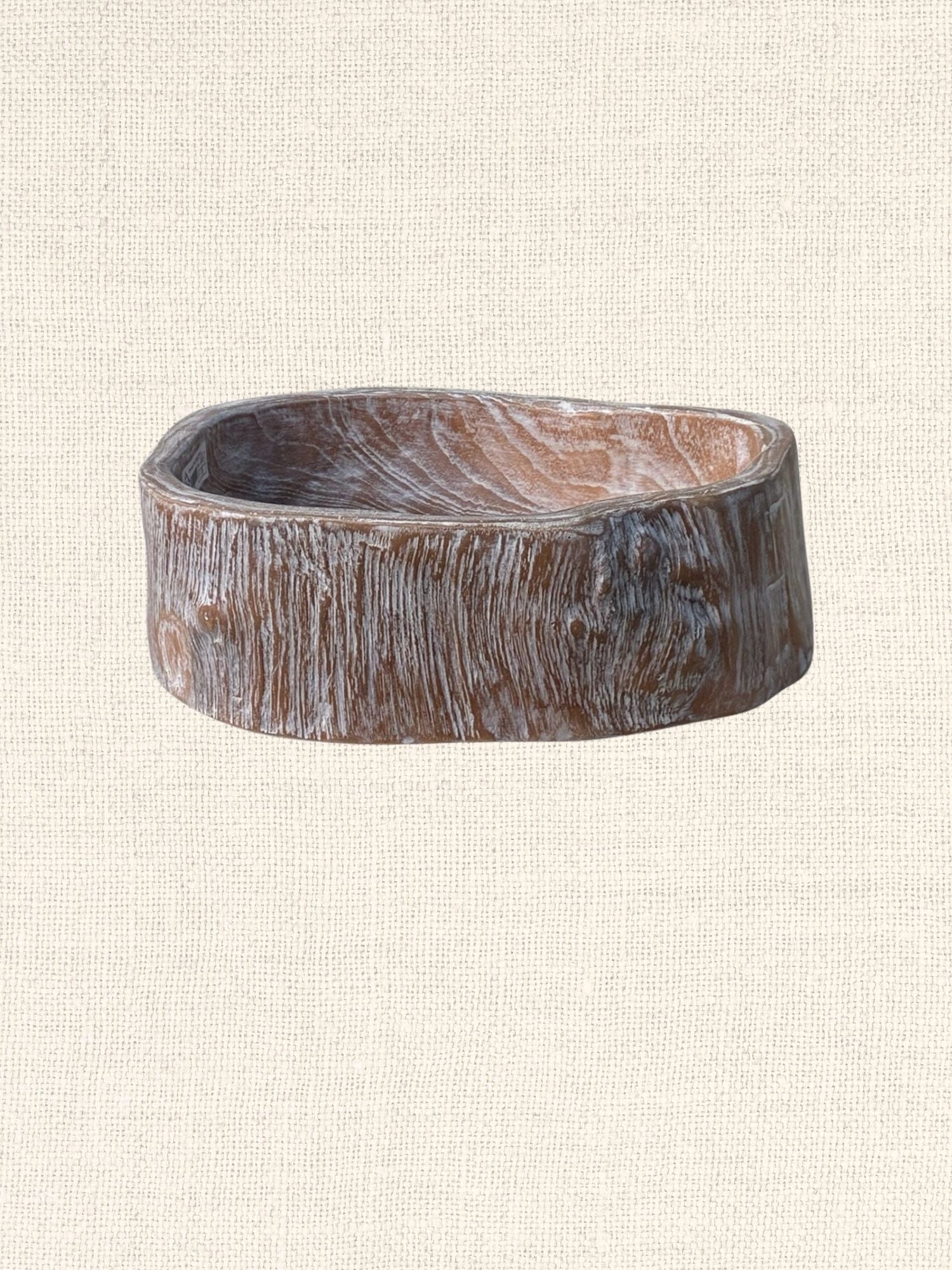 Cerused Teak Stump Bowl