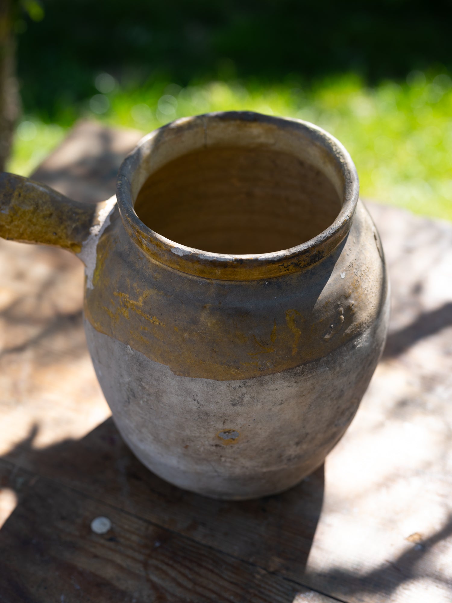 Vintage French Ceramic Vessel | Side Handle | Mustard