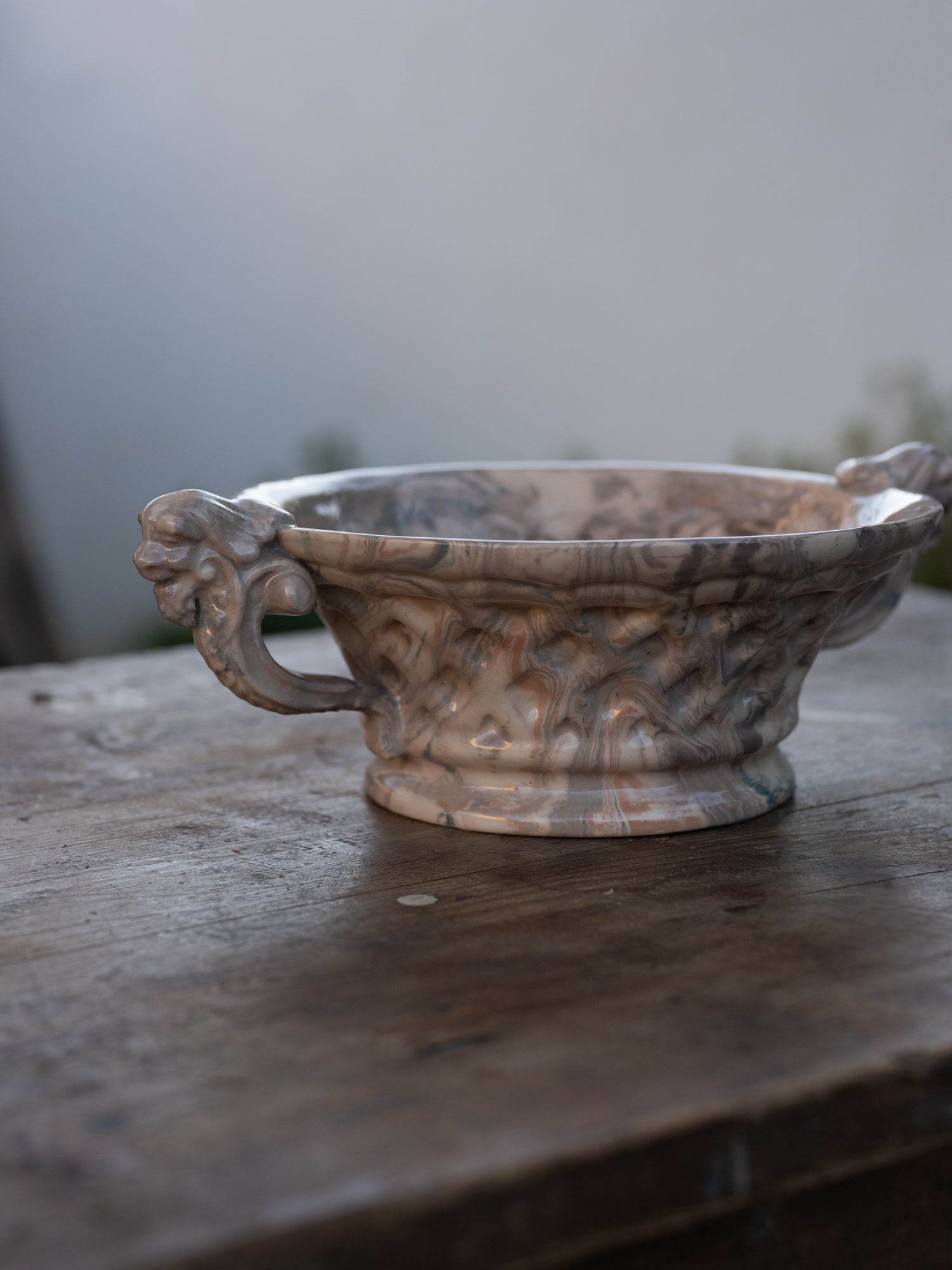 Vintage French Marblized Ceramic Bowl