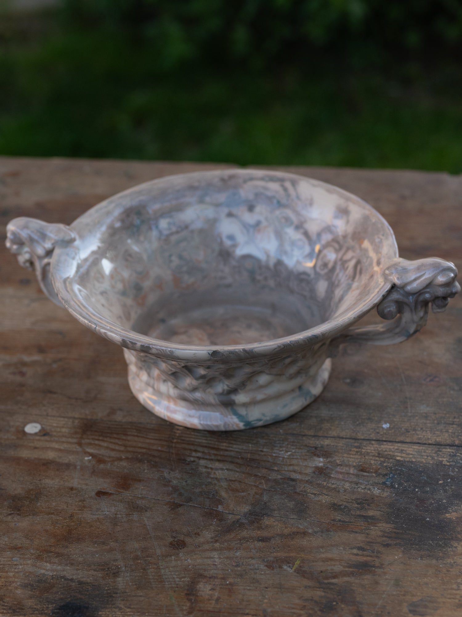 Vintage French Marblized Ceramic Bowl