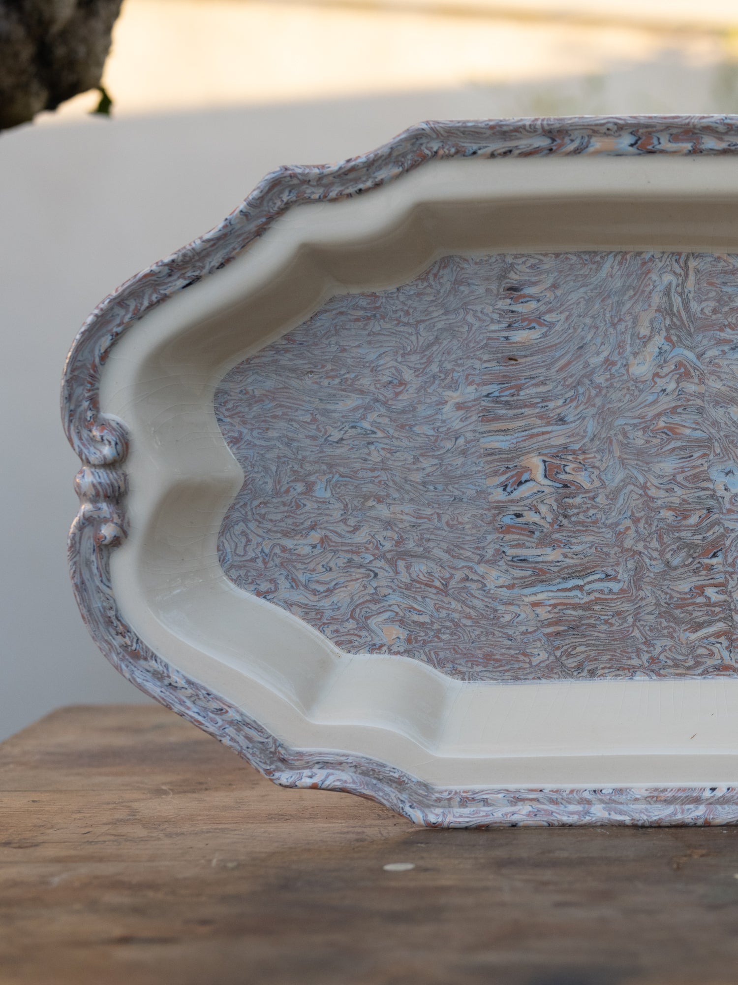 Vintage French Marblized Ceramic Platter
