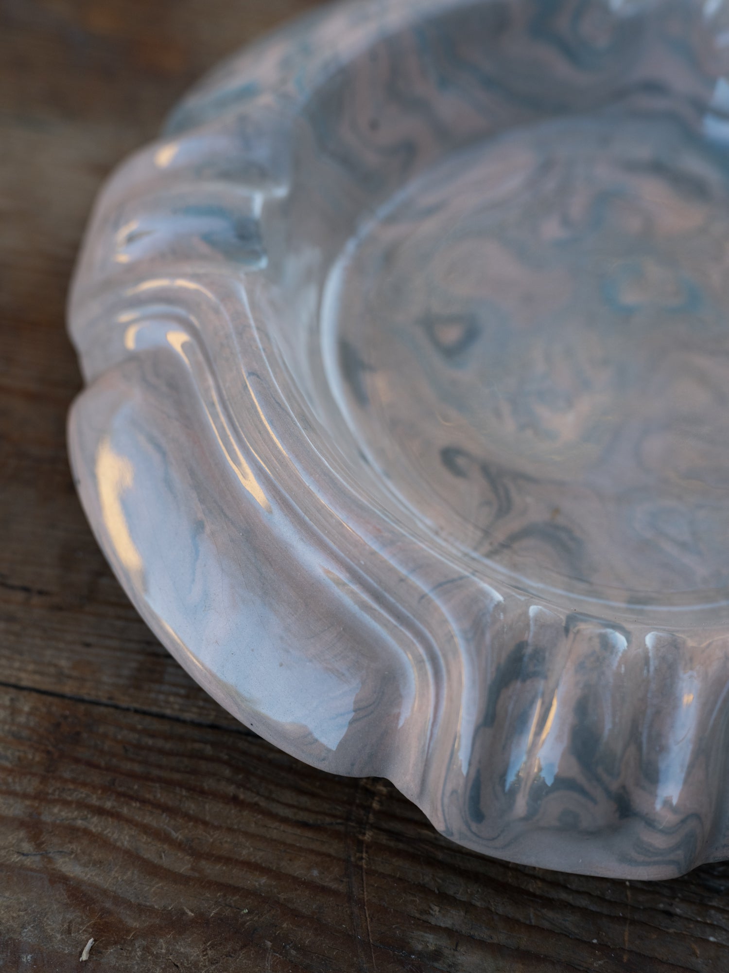 Vintage French Marblized Ceramic Ashtray/Catchall