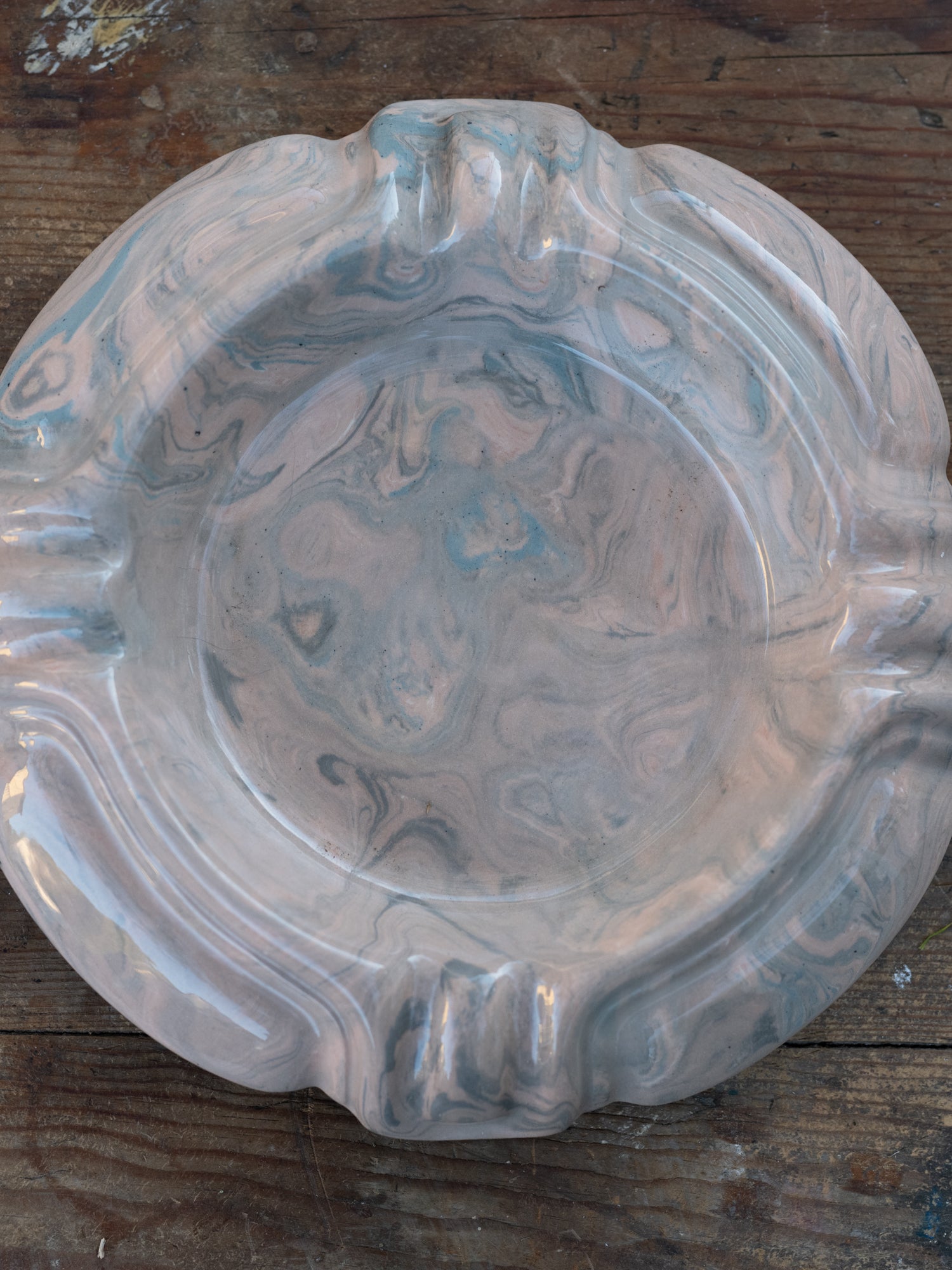 Vintage French Marblized Ceramic Ashtray/Catchall