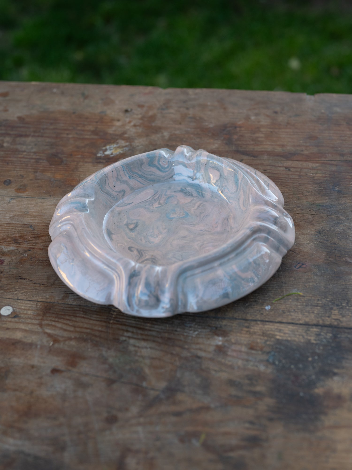 Vintage French Marblized Ceramic Ashtray/Catchall