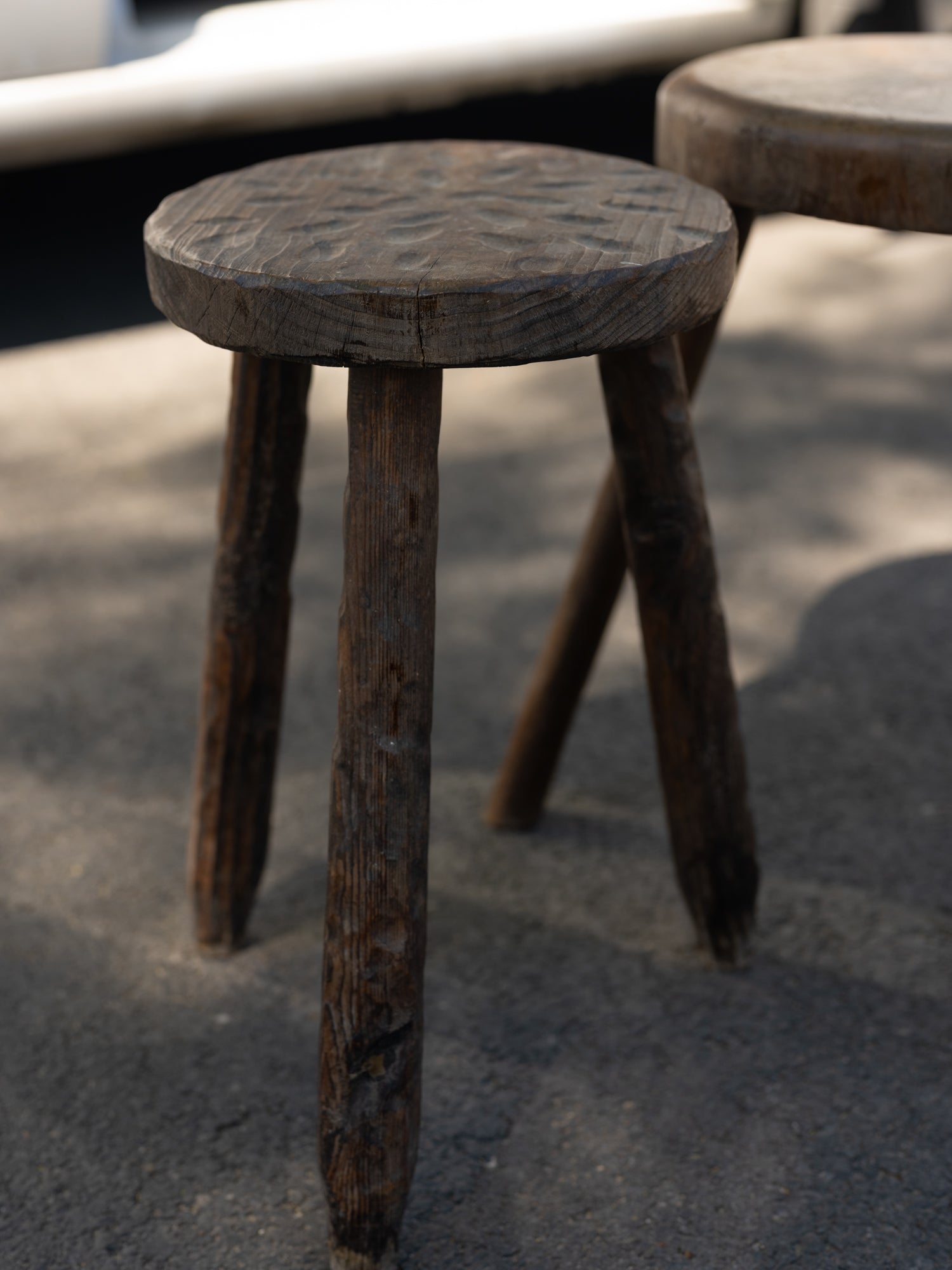 Vintage French Wooden Stool | Divets