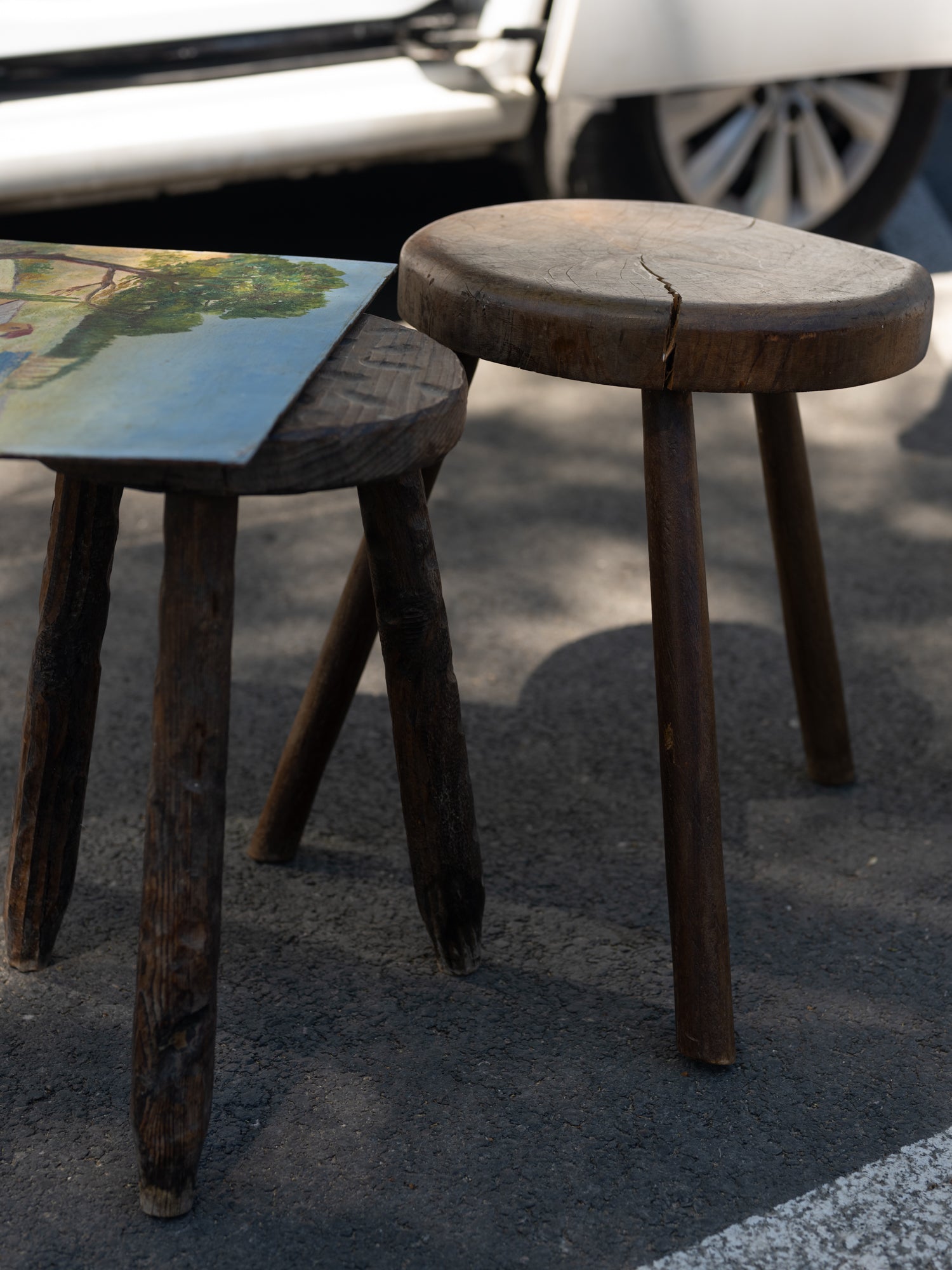 Vintage French Wooden Stool | Divets