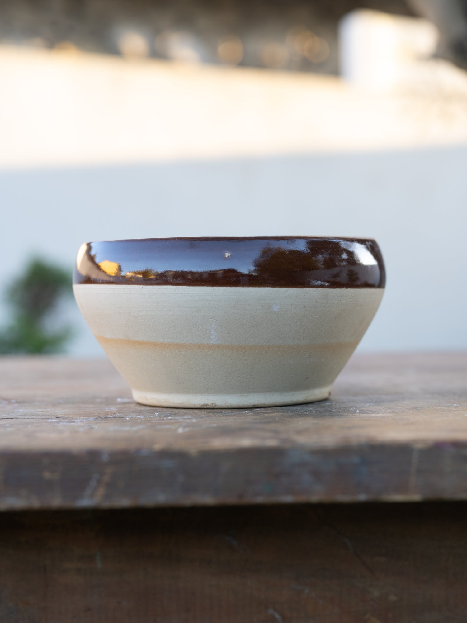 Vintage French Serving Bowls | Brown Border