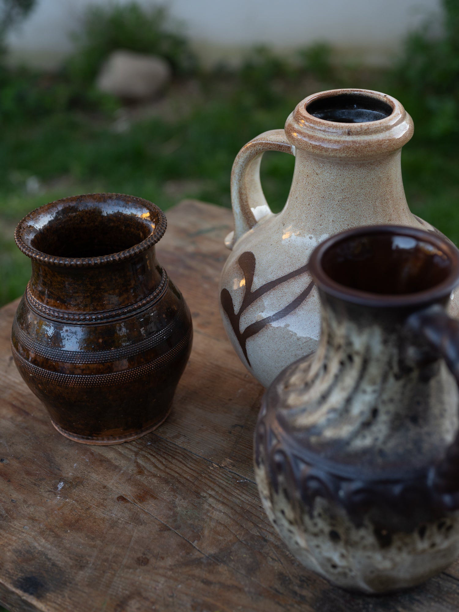 Small Vintage French Ceramic Urn | Brown